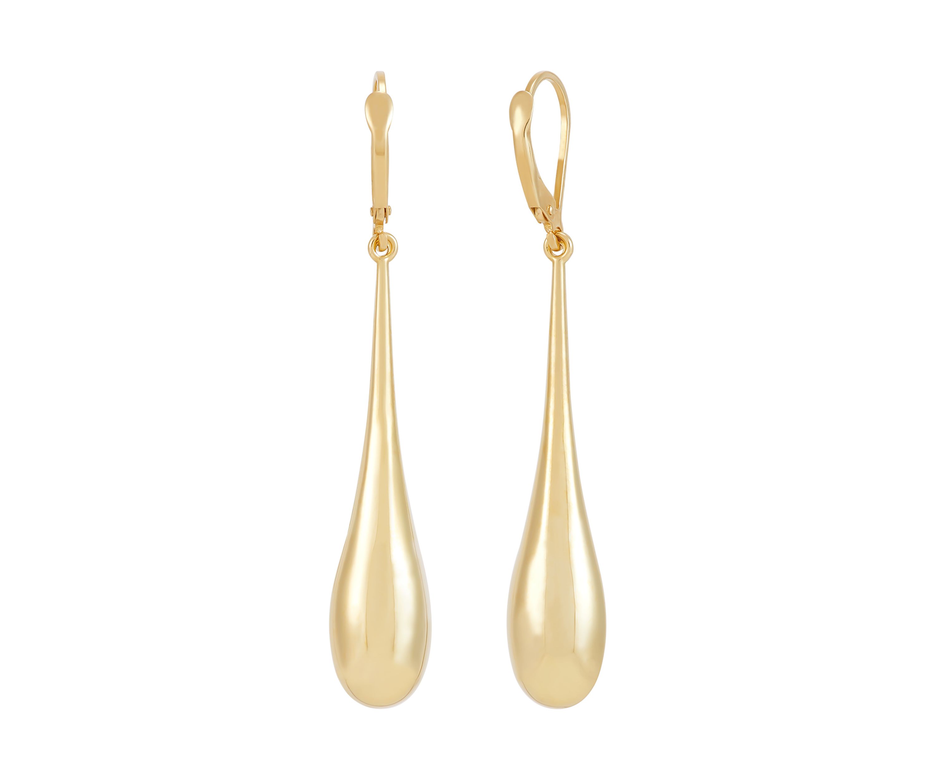 Long Tear Drop Dangle Earrings in 10K Yellow Gold