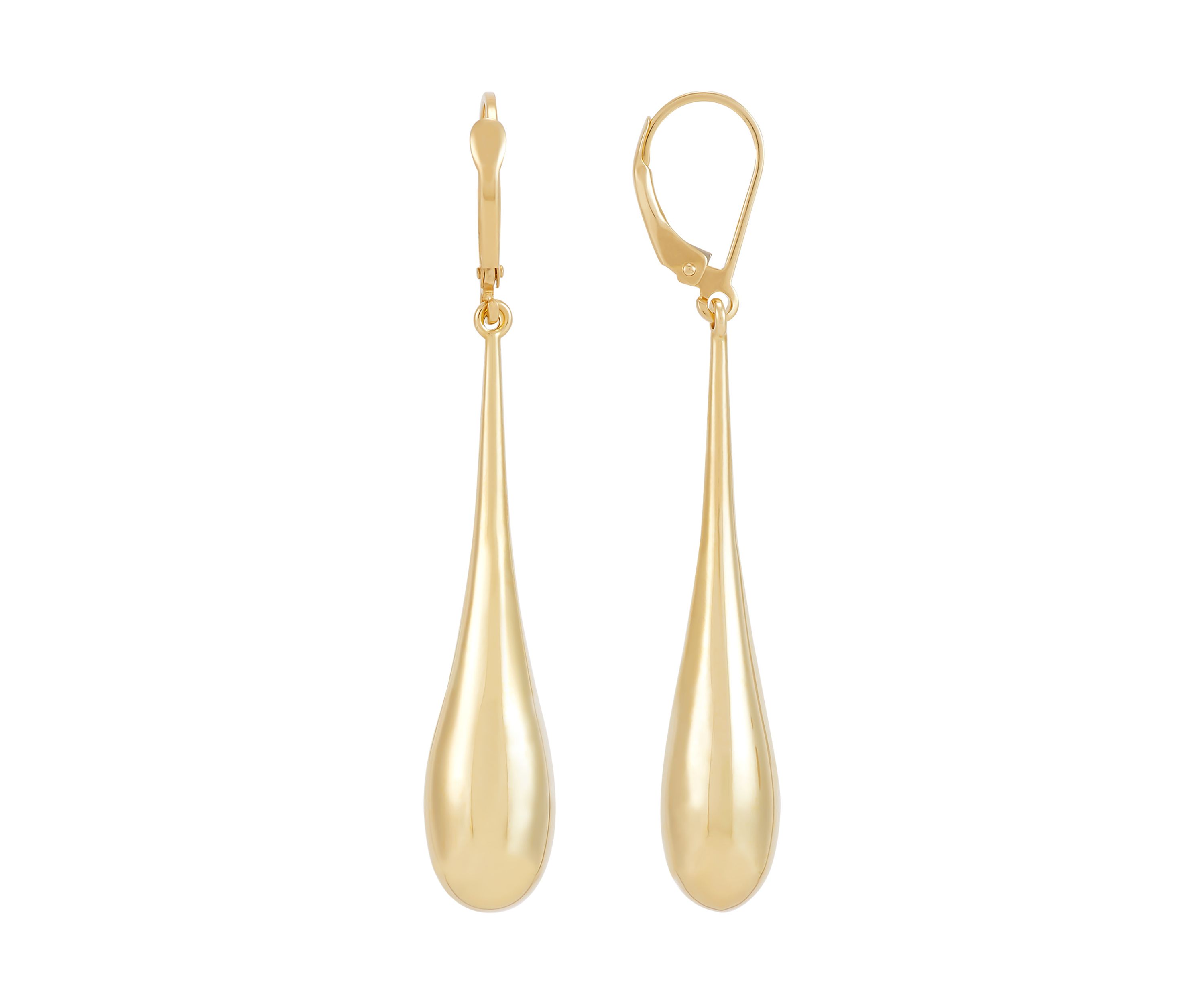 Long Tear Drop Dangle Earrings in 10K Yellow Gold
