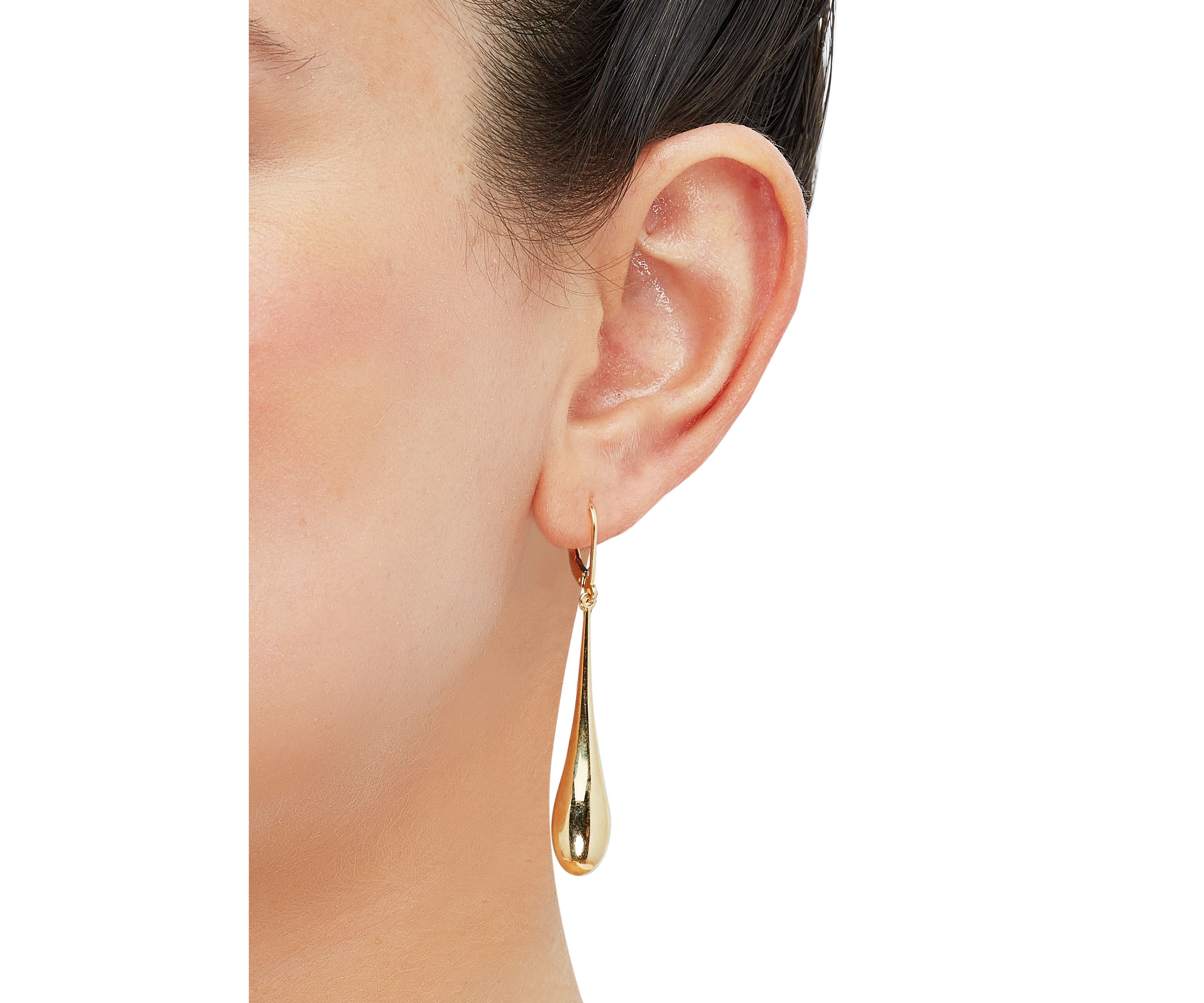 Long Tear Drop Dangle Earrings in 10K Yellow Gold