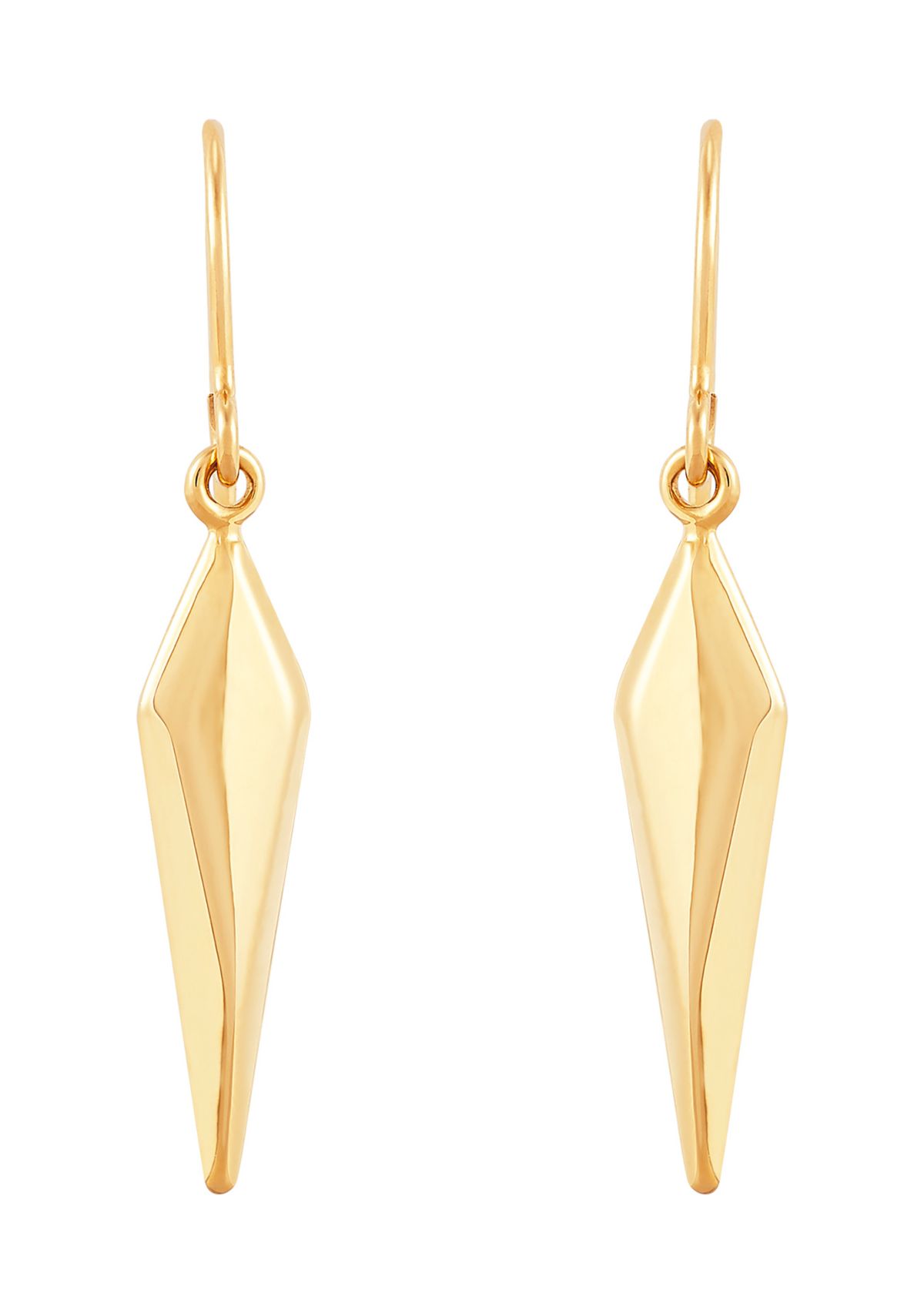 Long Rhombus Dangle Earrings in 10K Yellow Gold