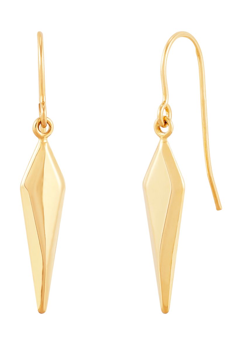 Long Rhombus Dangle Earrings in 10K Yellow Gold