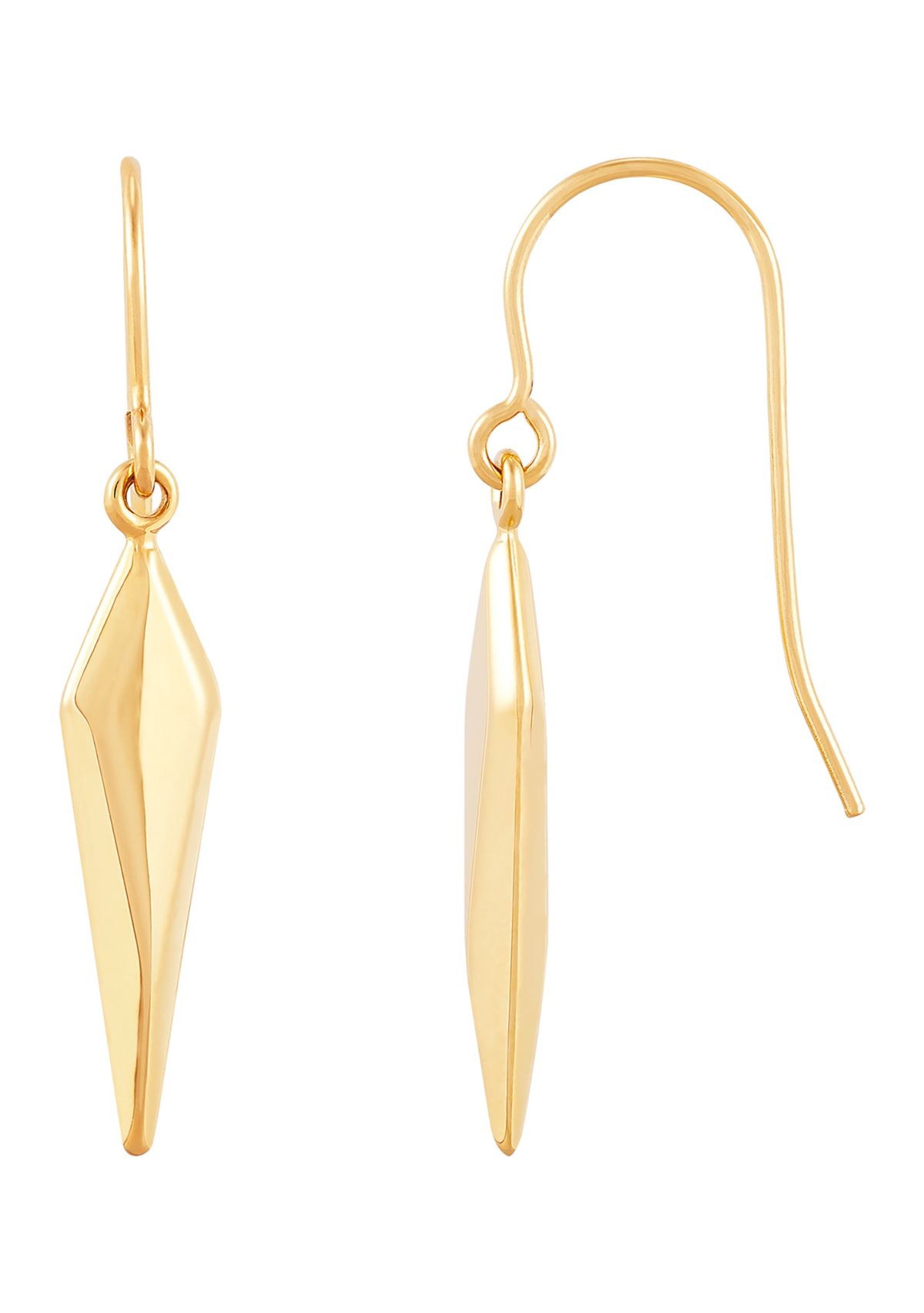 Long Rhombus Dangle Earrings in 10K Yellow Gold