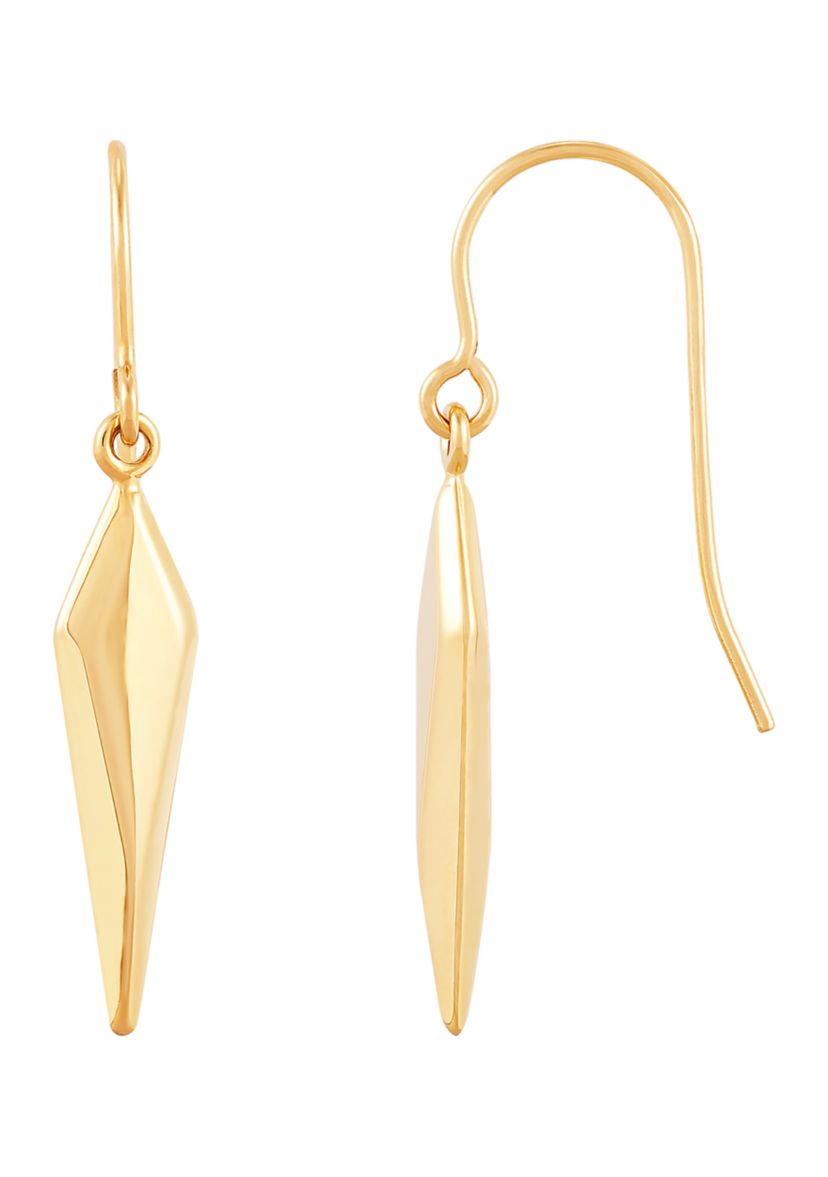 Long Rhombus Dangle Earrings in 10K Yellow Gold