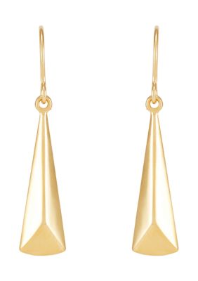 10k newest Yellow Gold Three Dimensional Triangle Dangle Earrings