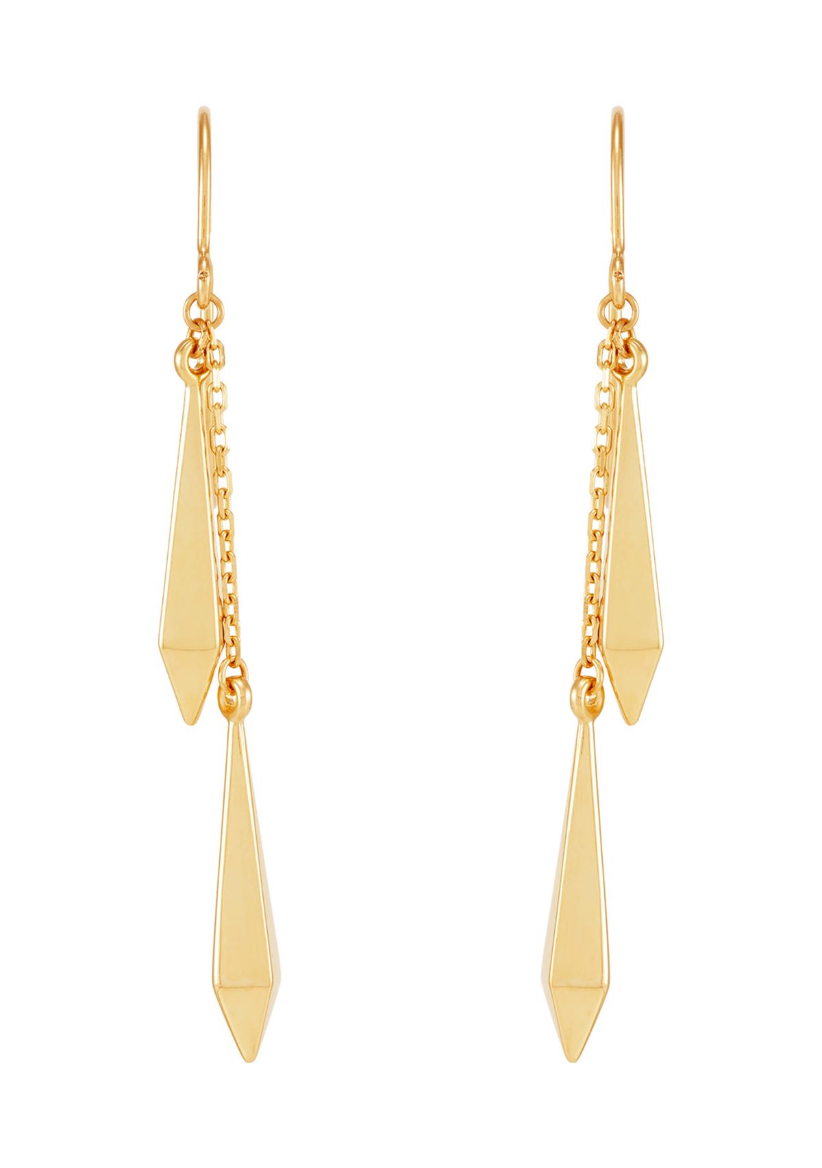 Double Long Rhombus Dangle Earrings in 10K Yellow Gold