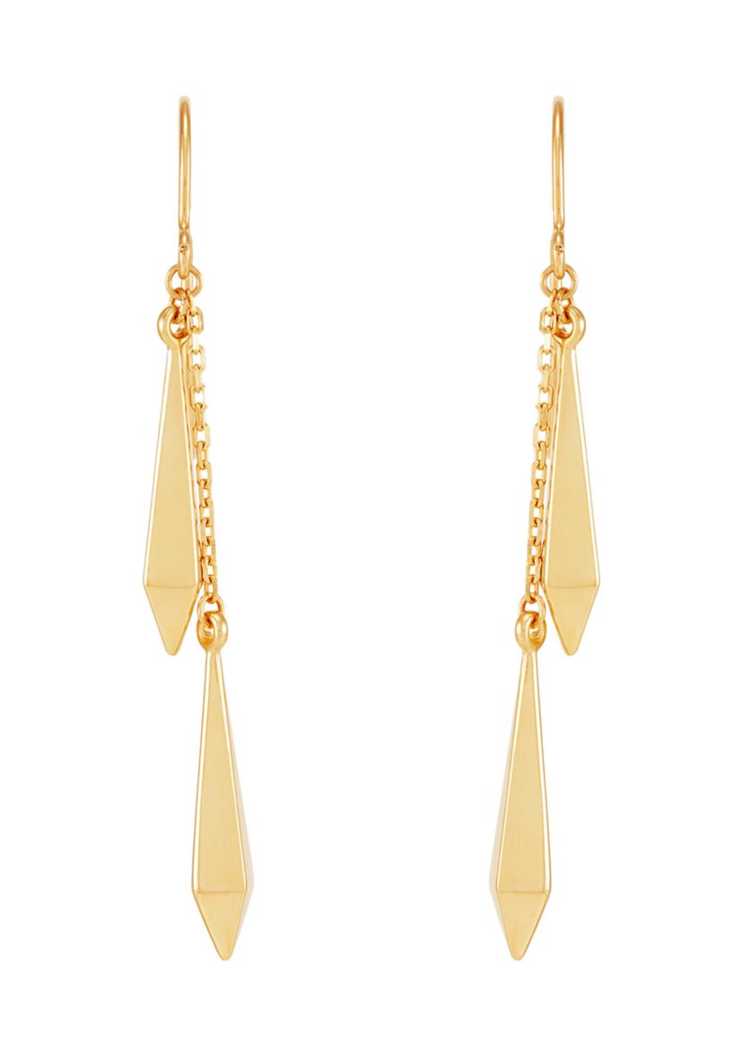 Double Long Rhombus Dangle Earrings in 10K Yellow Gold