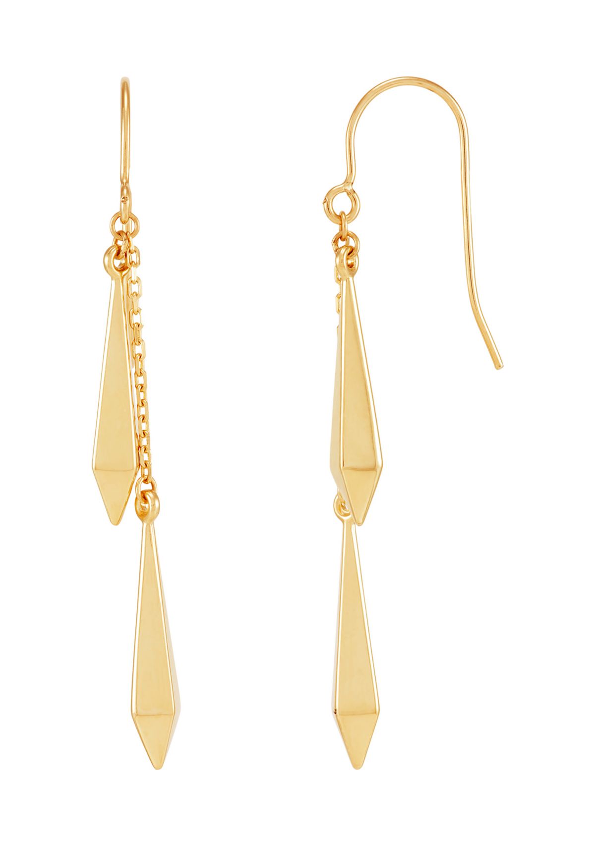 Double Long Rhombus Dangle Earrings in 10K Yellow Gold