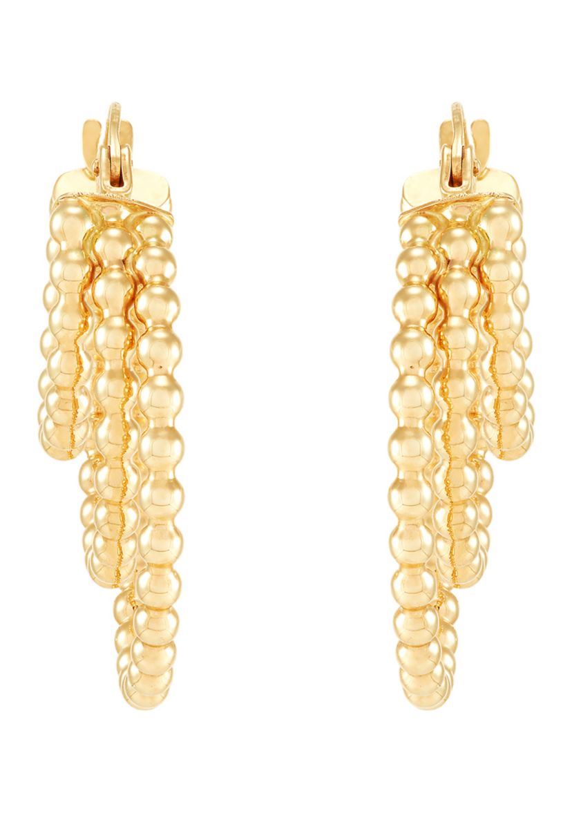 Triple Graduated Beaded Hoop Earrings in 10K Yellow Gold