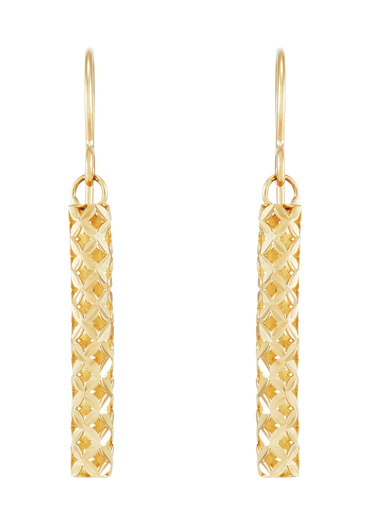 Pierced Stick Dangle Earrings in 10K Yellow Gold
