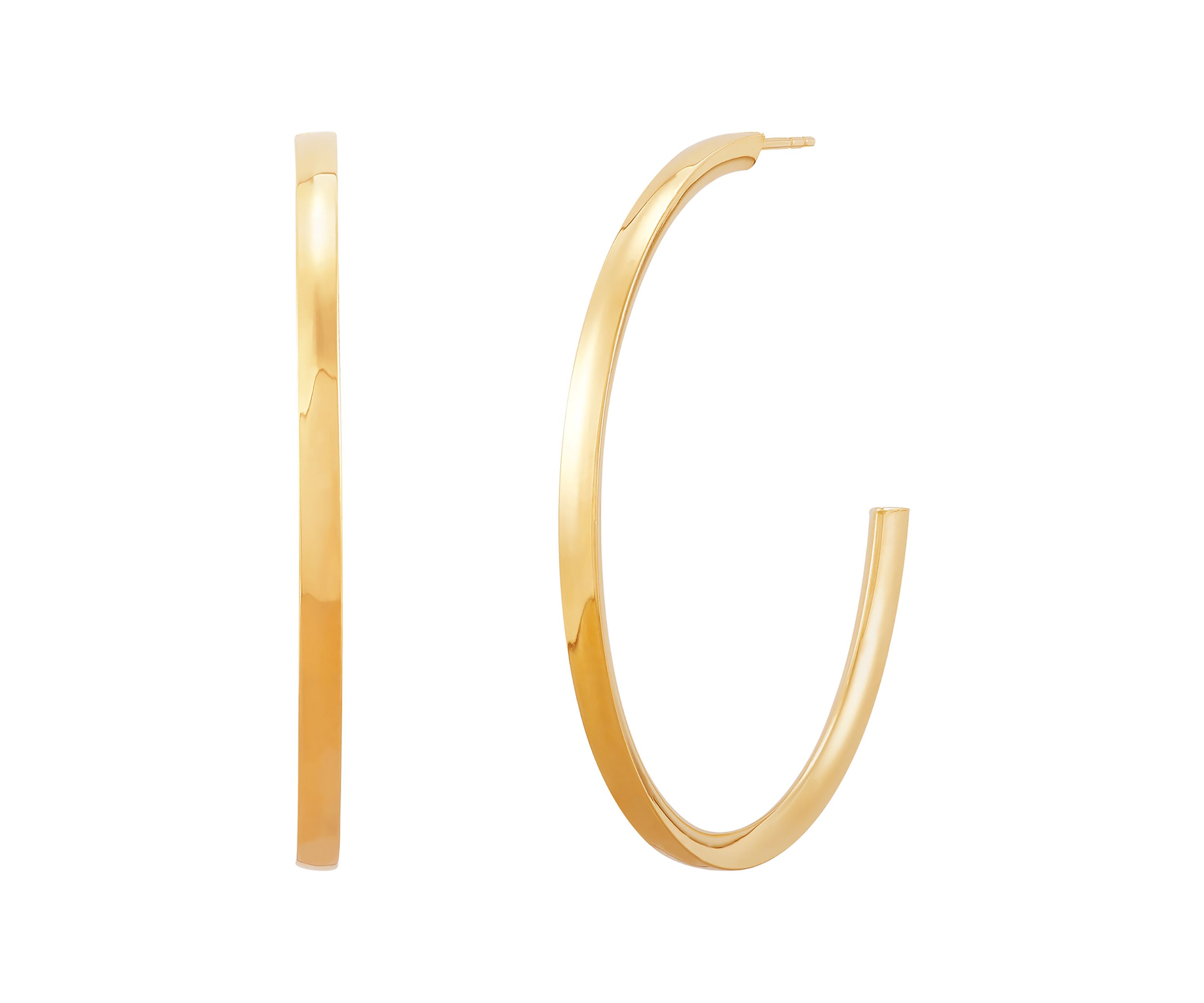 Triangle Tube Hoop Earrings in 10K Yellow Gold