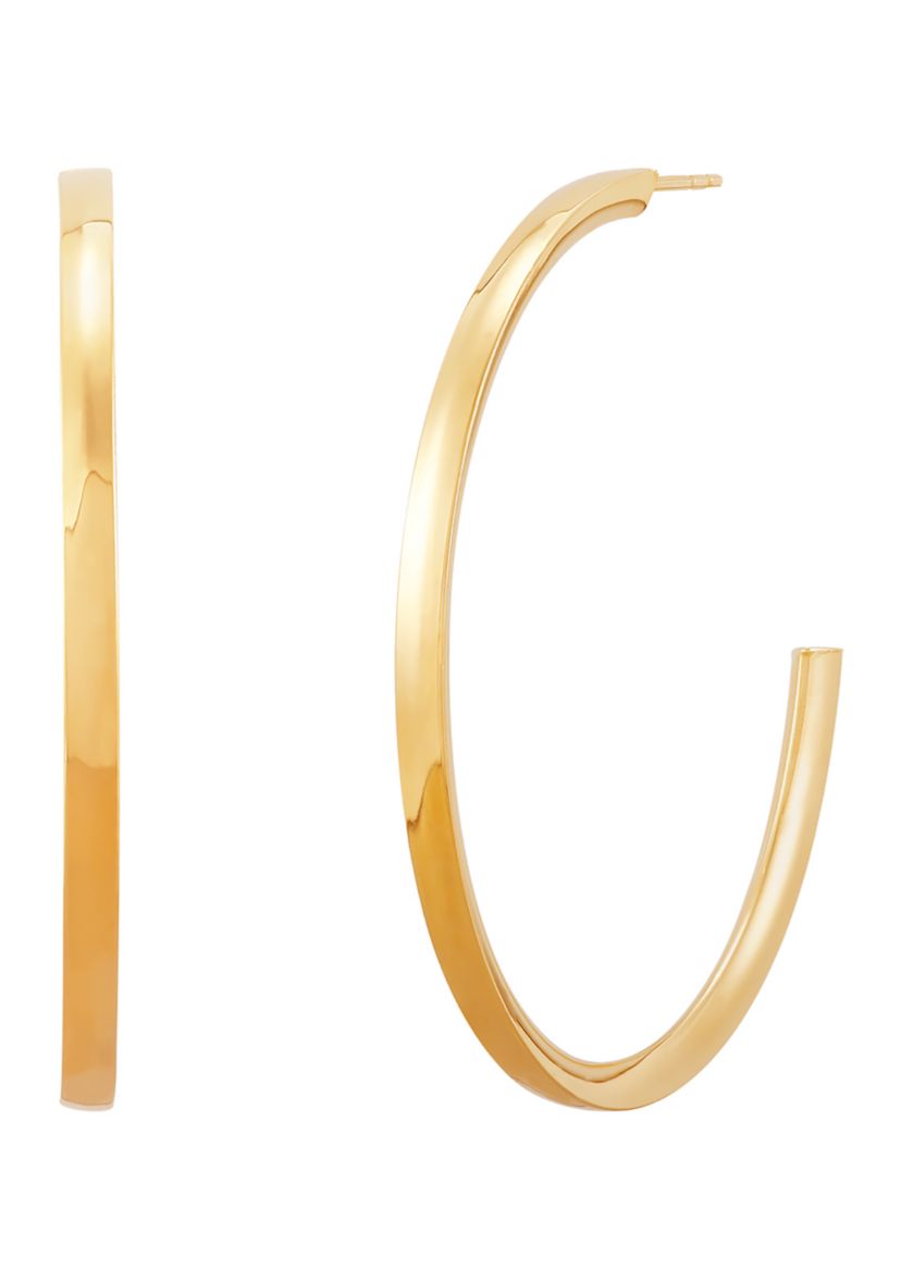 Triangle Tube Hoop Earrings in 10K Yellow Gold