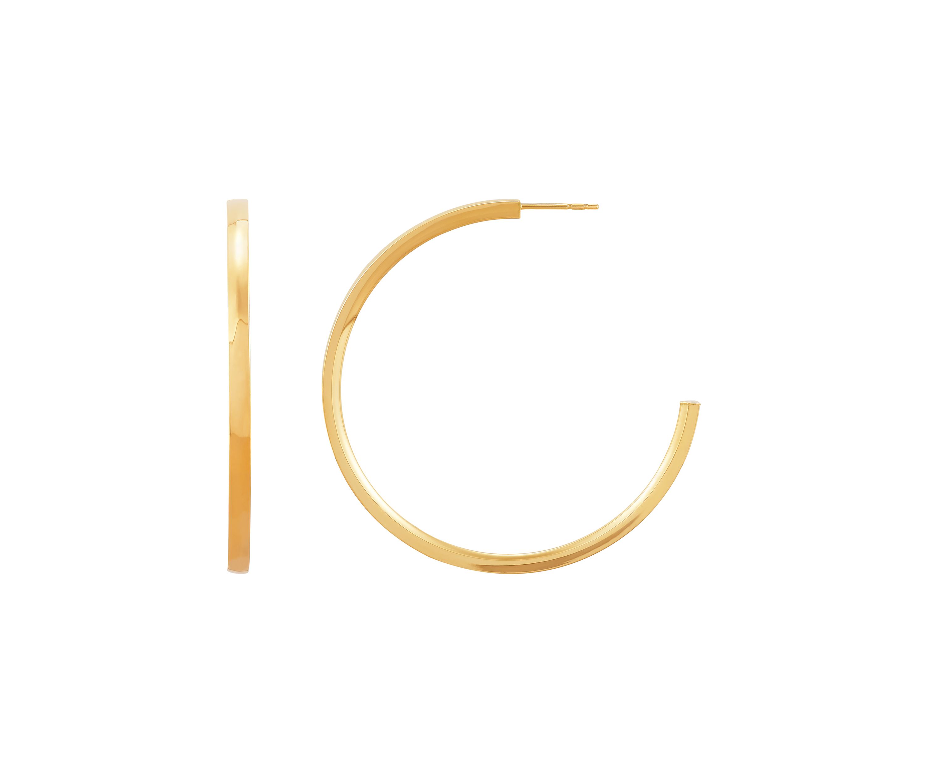Triangle Tube Hoop Earrings in 10K Yellow Gold