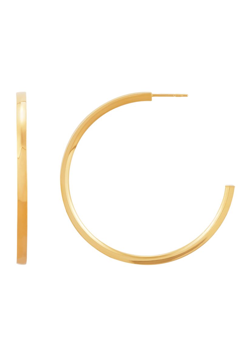 Triangle Tube Hoop Earrings in 10K Yellow Gold