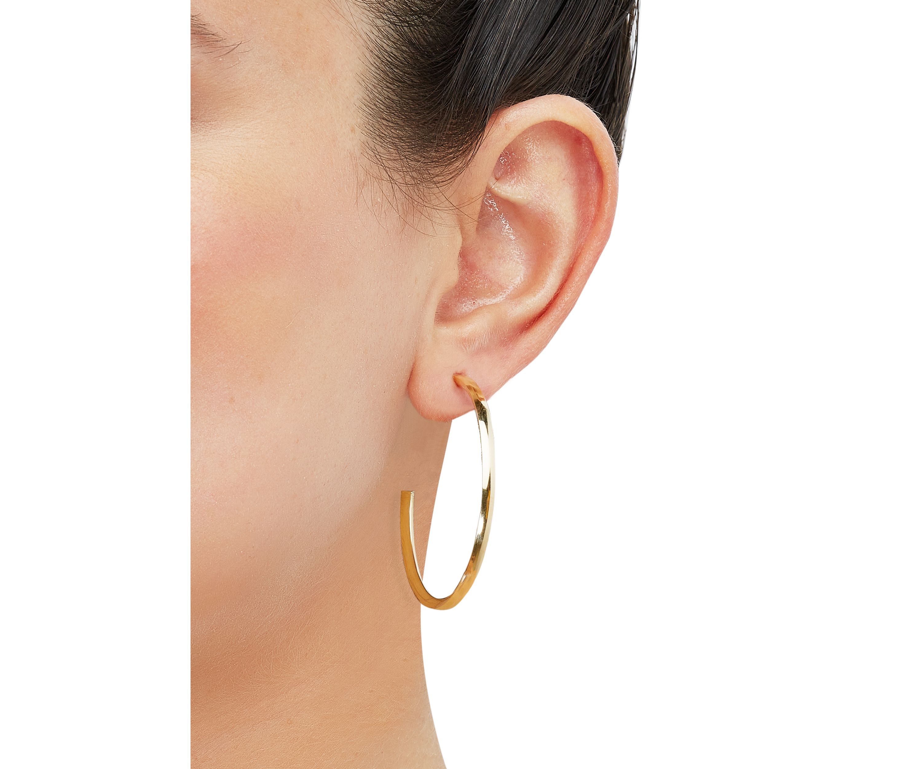 Triangle Tube Hoop Earrings in 10K Yellow Gold