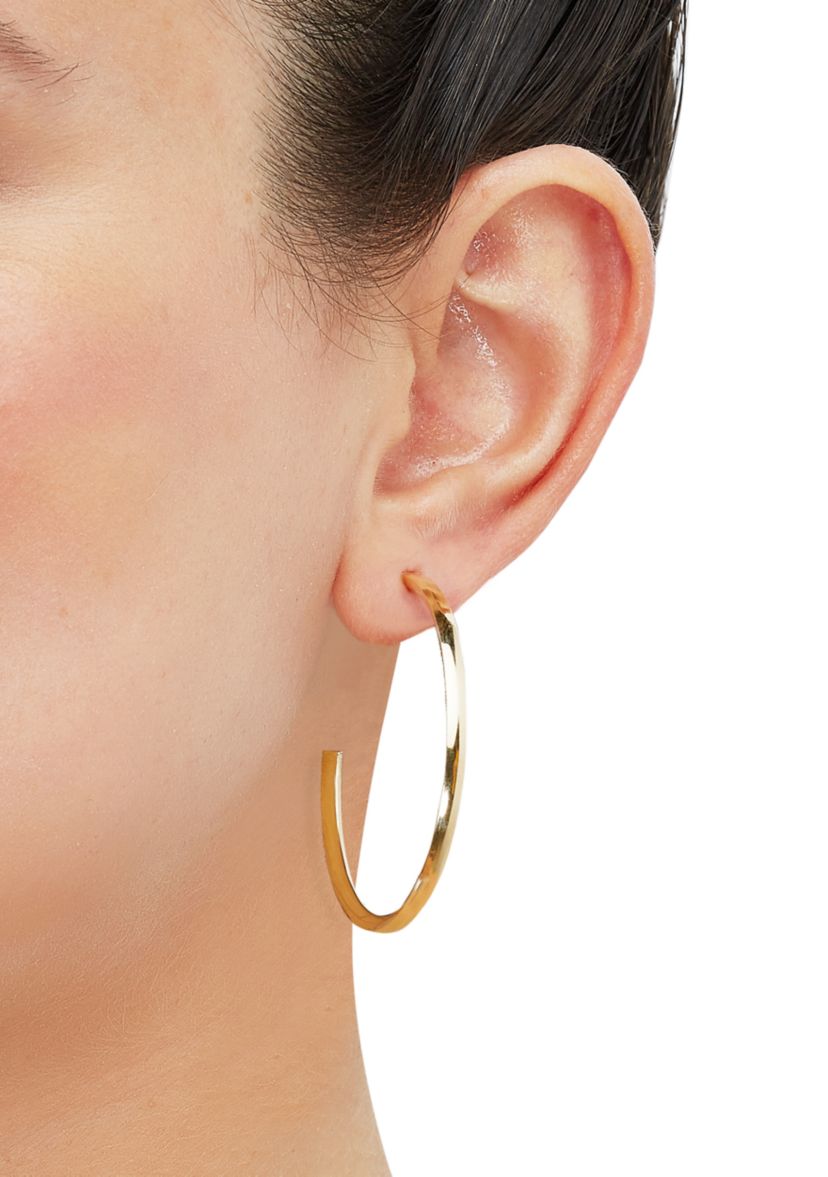 Triangle Tube Hoop Earrings in 10K Yellow Gold