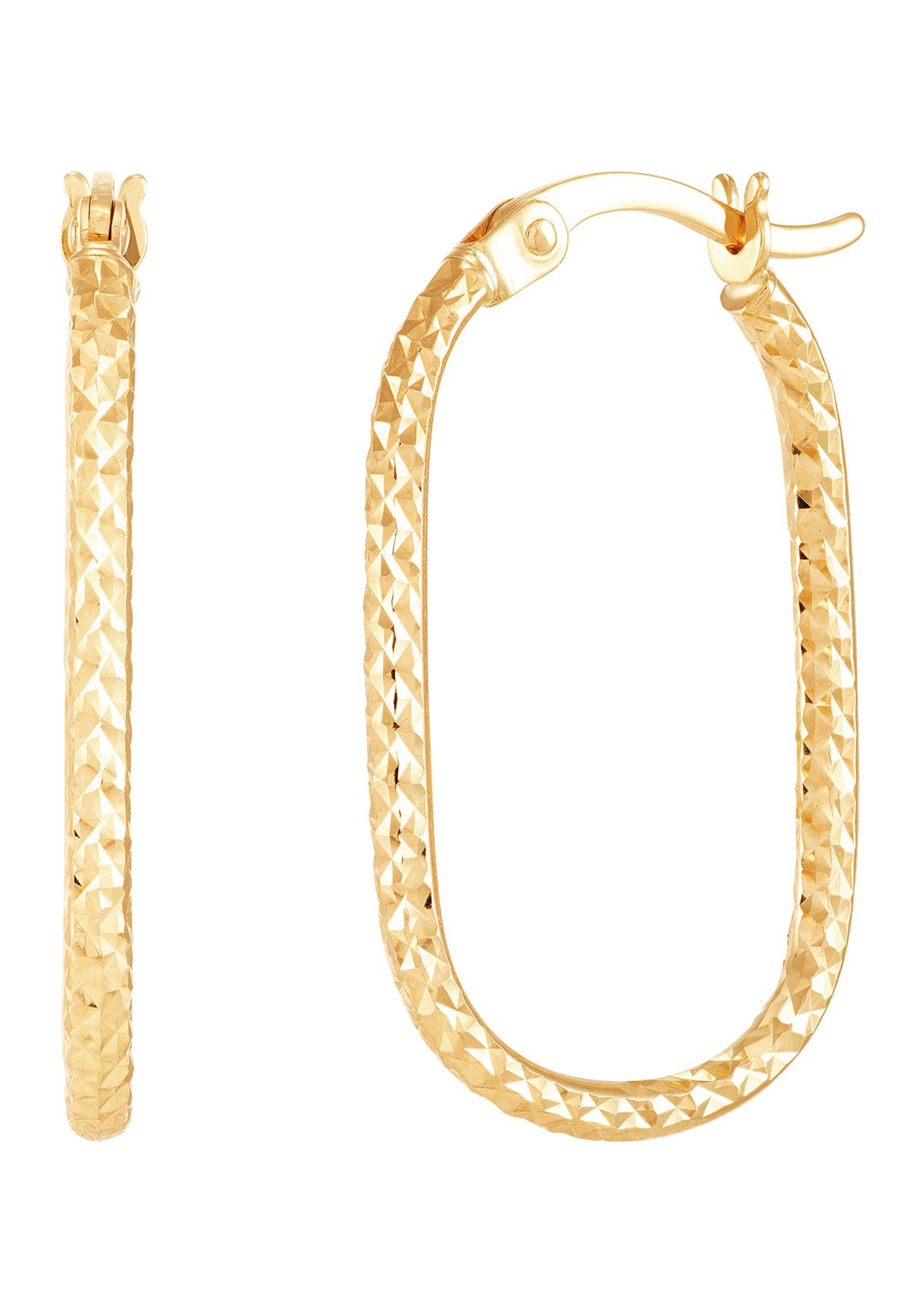 Oval Tube Hoop Earrings in 10K Yellow Gold