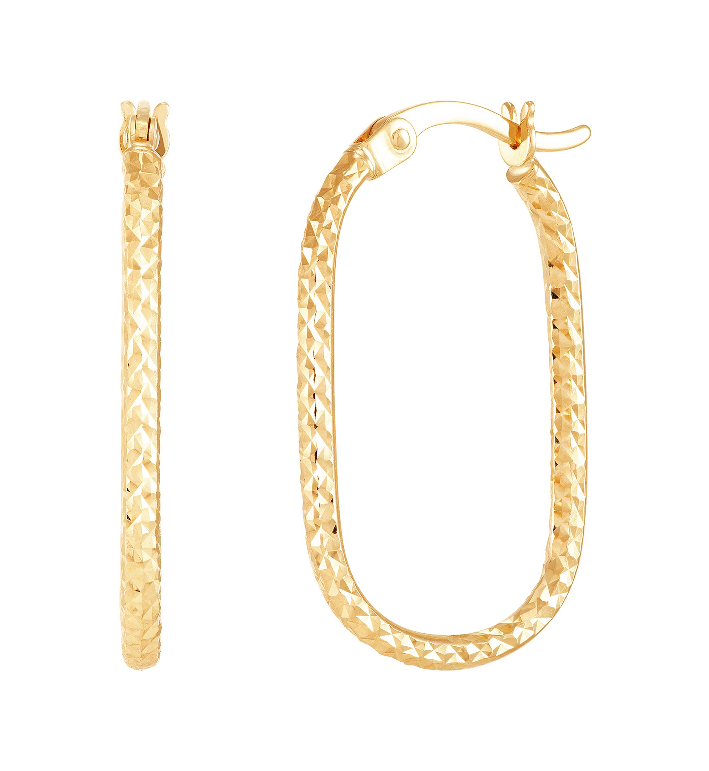 Oval Tube Hoop Earrings in 10K Yellow Gold