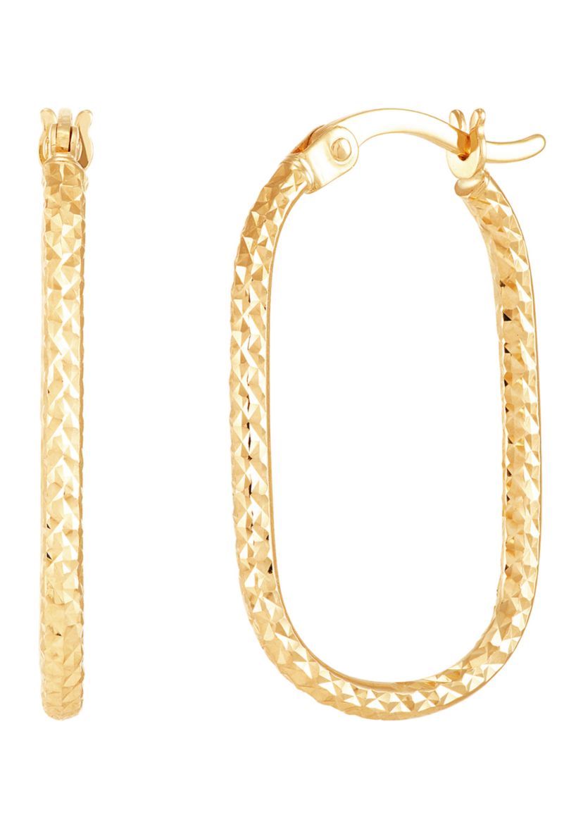 Oval Tube Hoop Earrings in 10K Yellow Gold