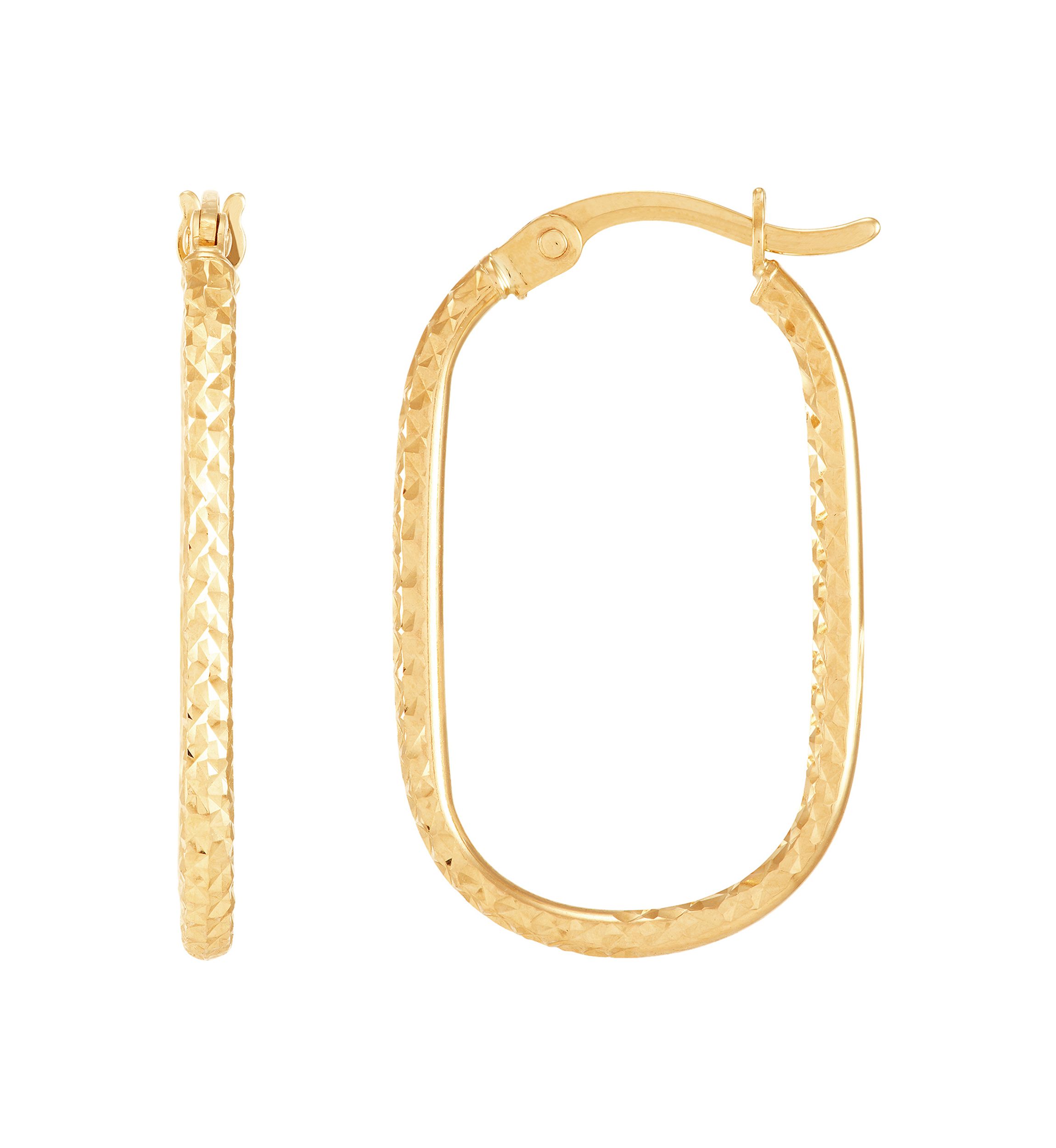 Oval Tube Hoop Earrings in 10K Yellow Gold