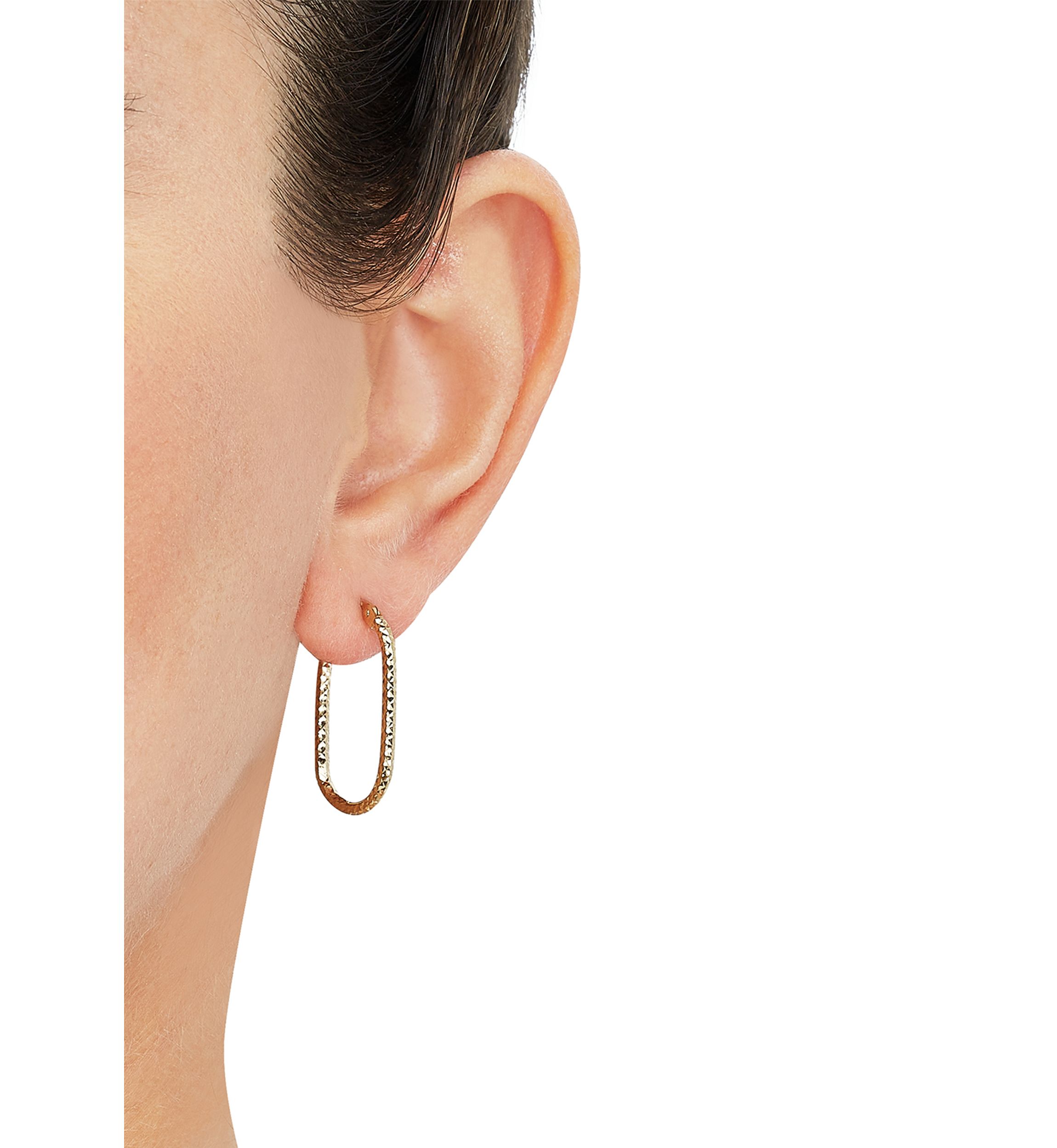 Oval Tube Hoop Earrings in 10K Yellow Gold