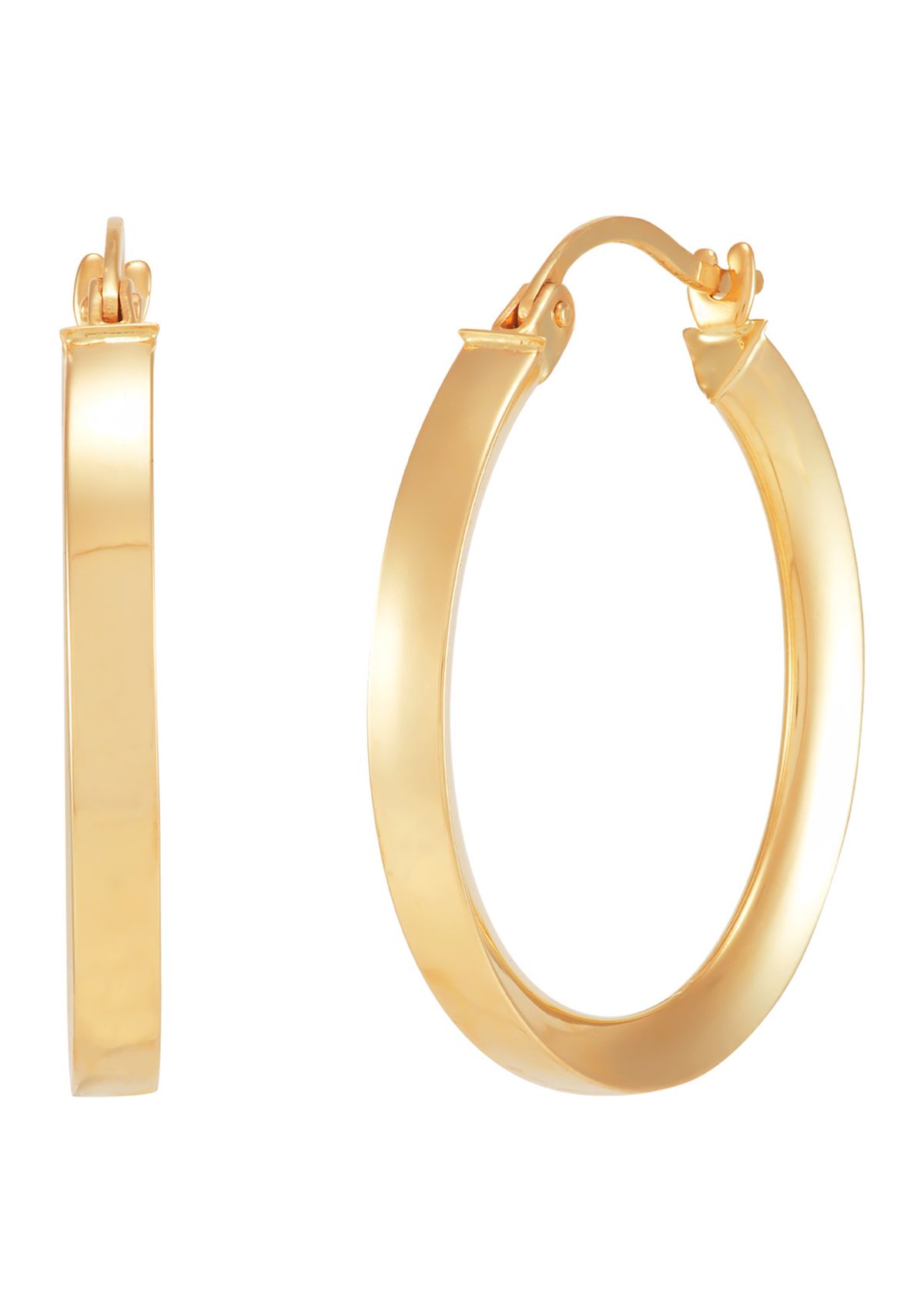Triangle Tube Hoop Earrings in 10K Yellow Gold