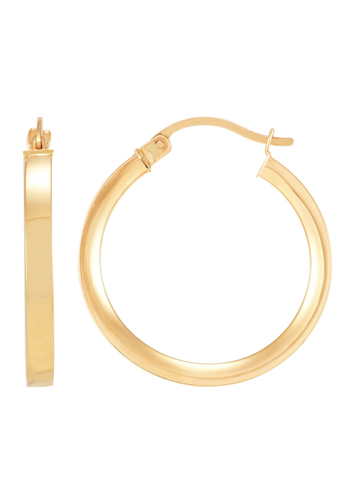Triangle Tube Hoop Earrings in 10K Yellow Gold