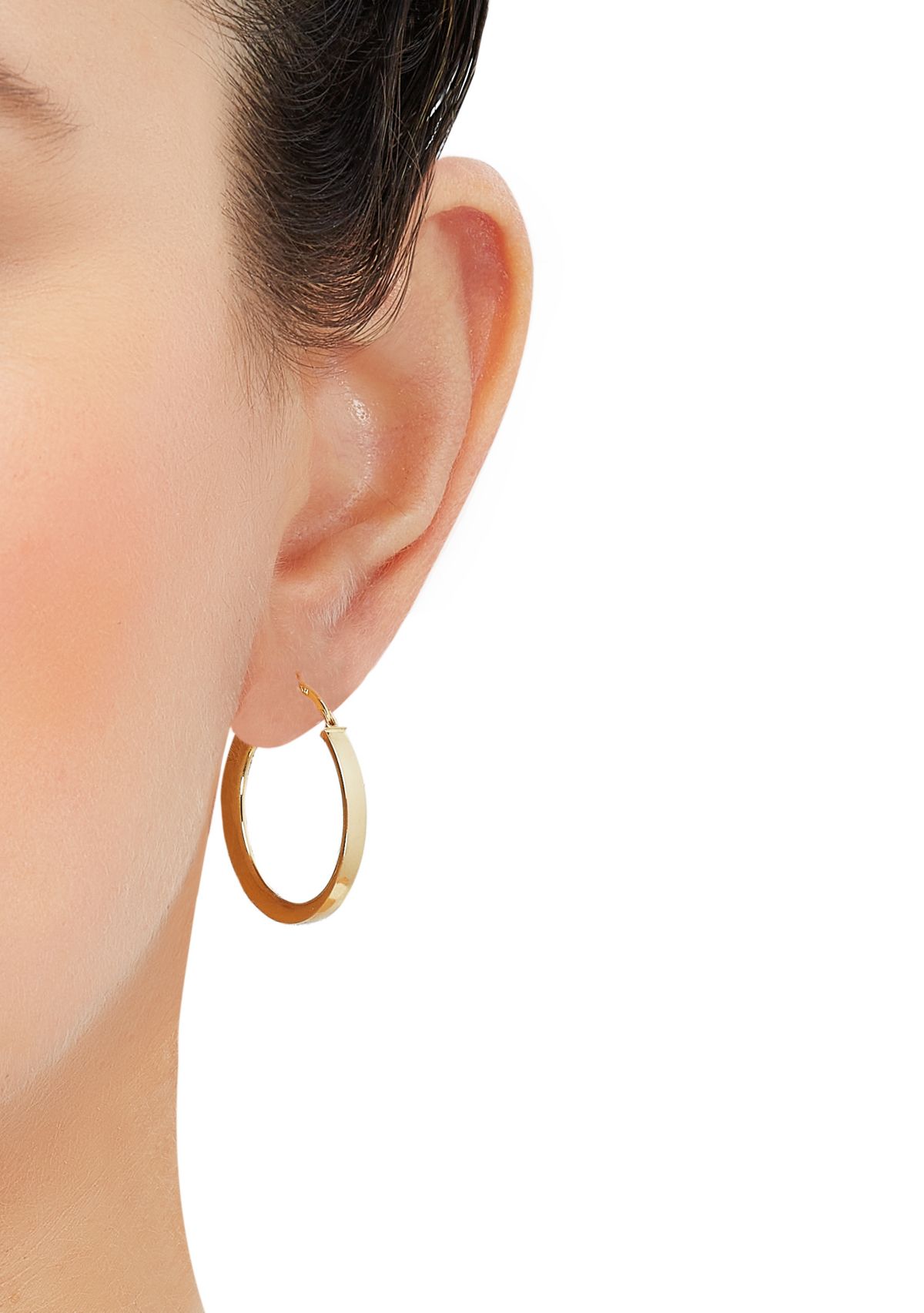 Triangle Tube Hoop Earrings in 10K Yellow Gold
