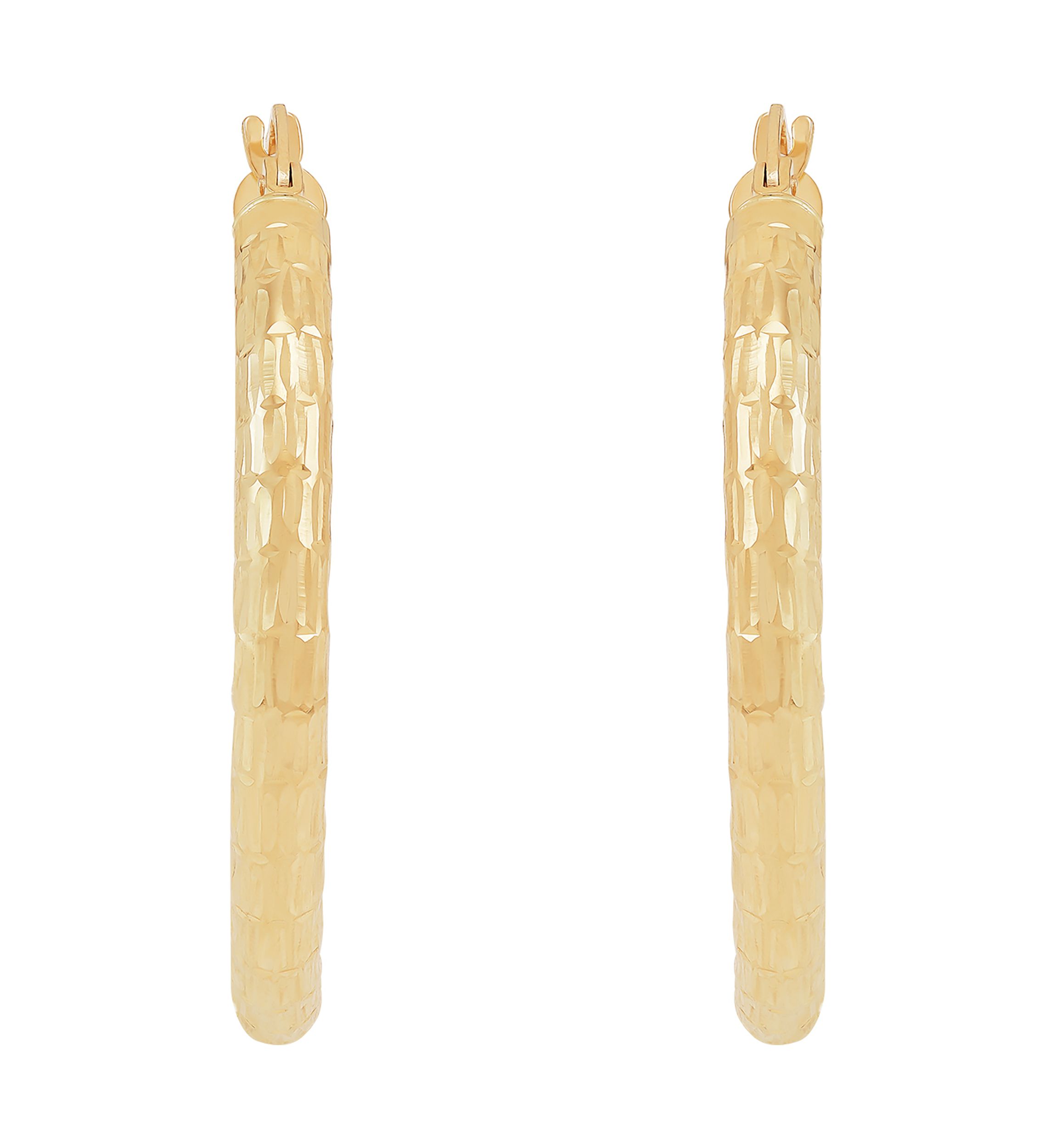 Marquise Design Tube Hoop Earrings in 10K Yellow Gold