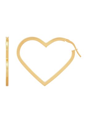 Belk & Co Square Tube Heart Hoop Earrings in 10K Yellow Gold