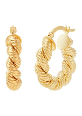 Belk & Co Twist Tube Hoop Earrings in 10K Yellow Gold