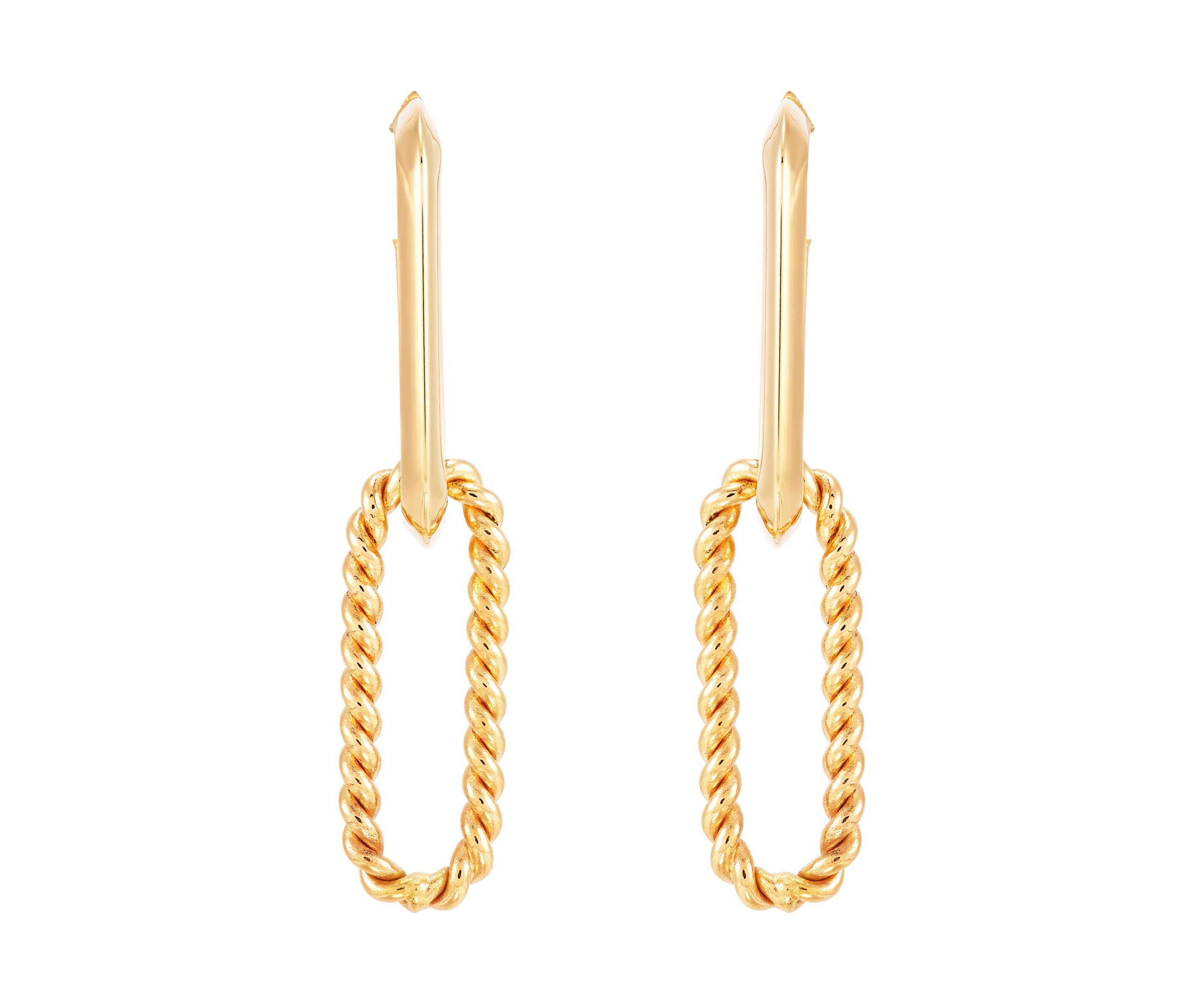 Hollow Fancy Door Knockers Design Earrings in 10K Yellow Gold