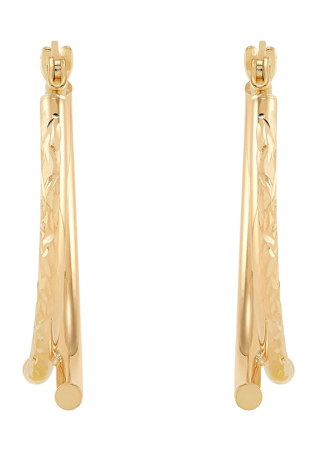 Double Tube Wishbone Hoop Earrings in 10K Yellow Gold