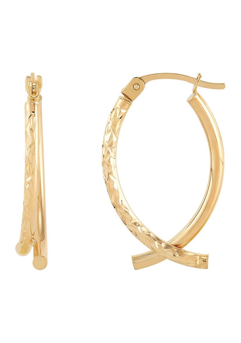 Double Tube Wishbone Hoop Earrings in 10K Yellow Gold