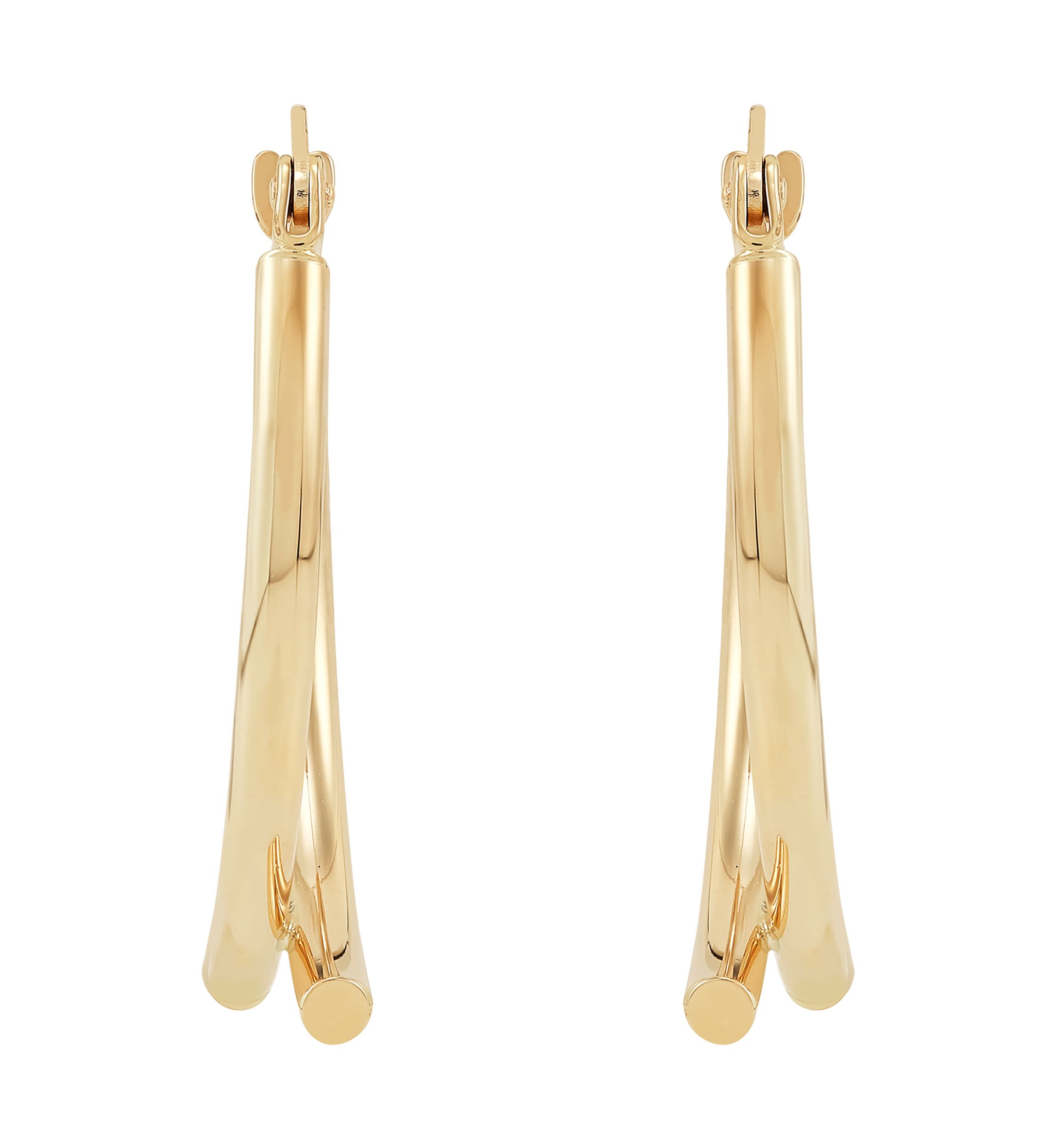 Double Tube Wishbone Hoop Earrings in 10K Yellow Gold