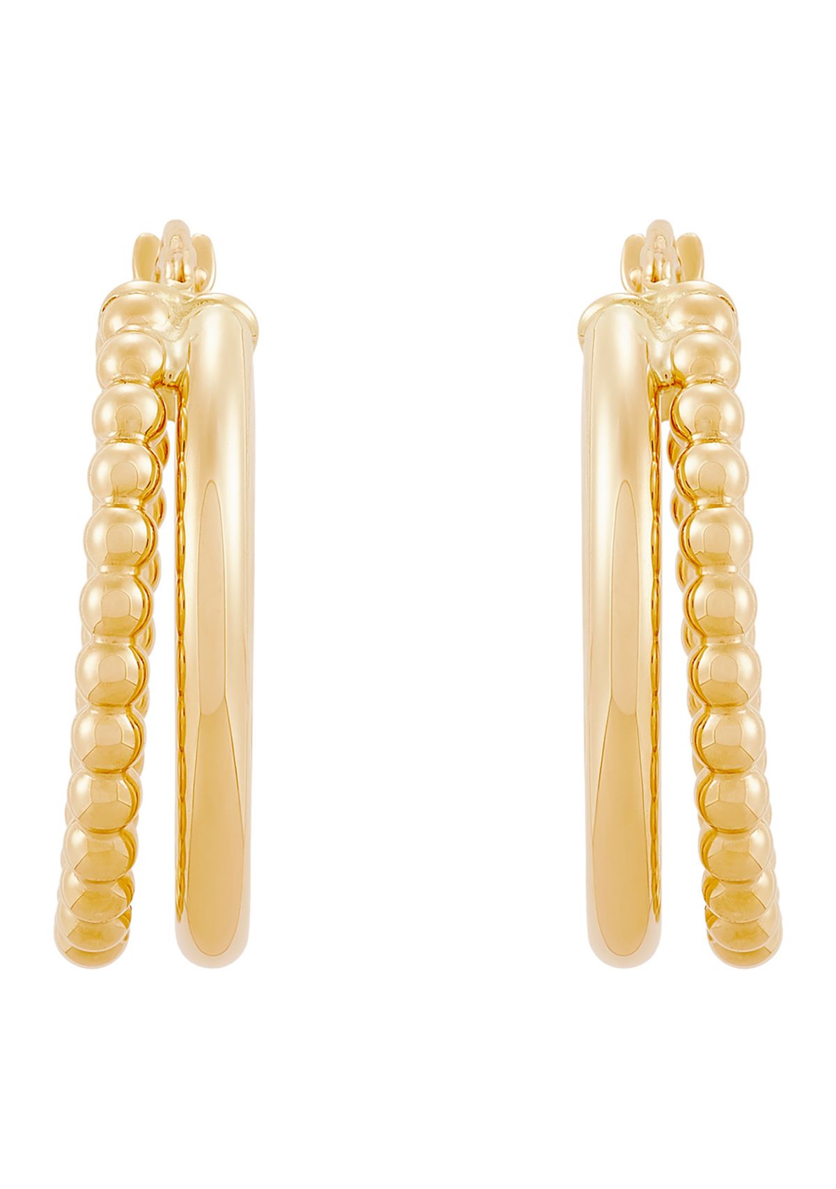 Double Rows Tube Hoop Earrings in 10K Yellow Gold