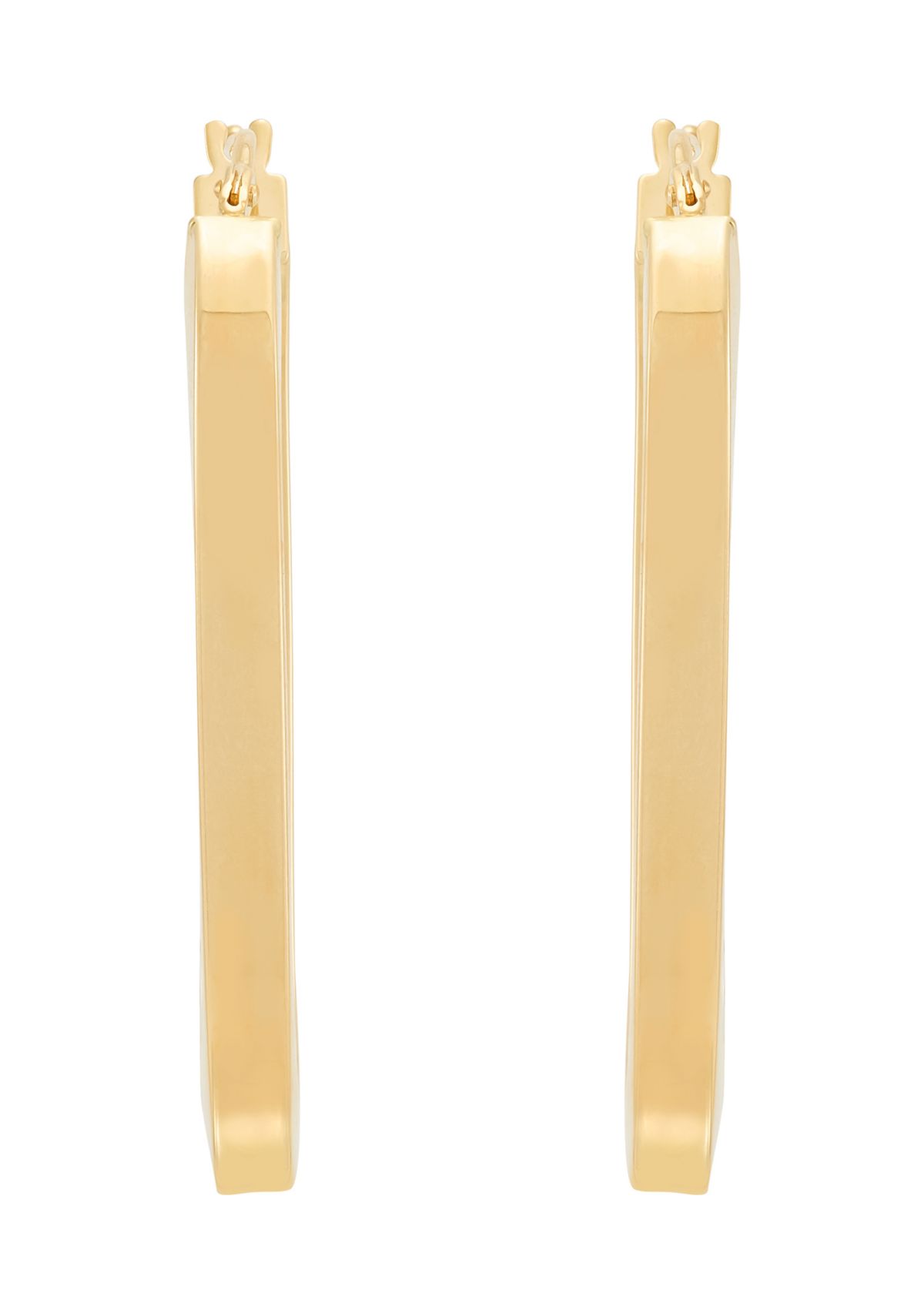 Paperclip Square Tubing Hoop Earrings in 10K Yellow Gold