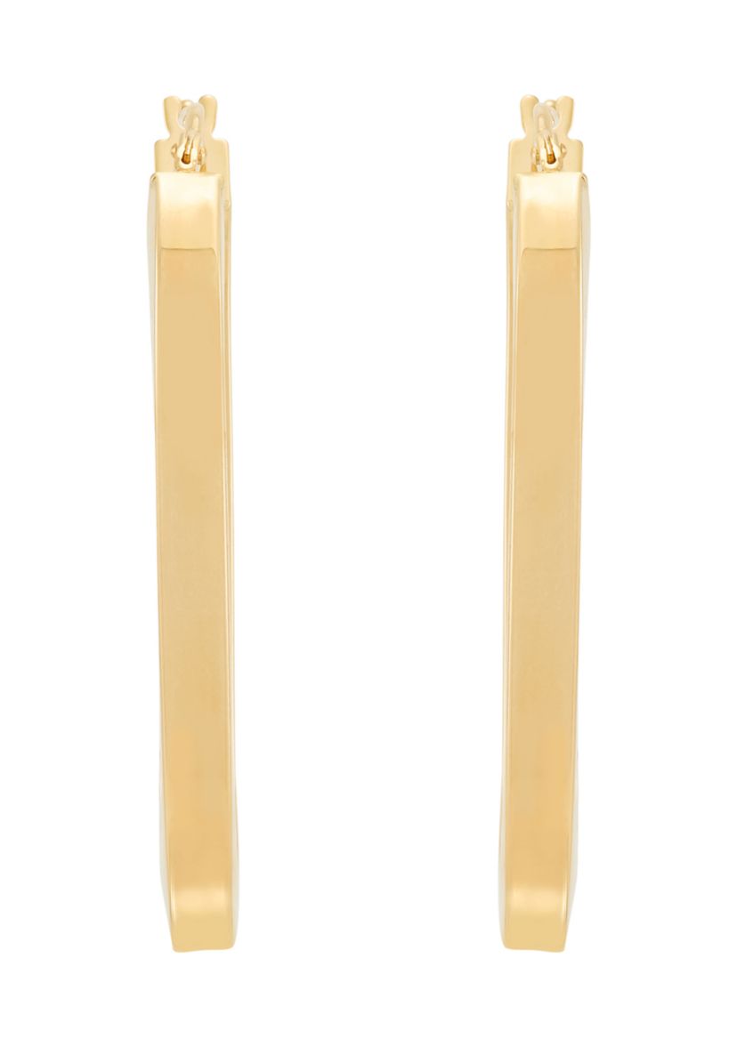 Paperclip Square Tubing Hoop Earrings in 10K Yellow Gold