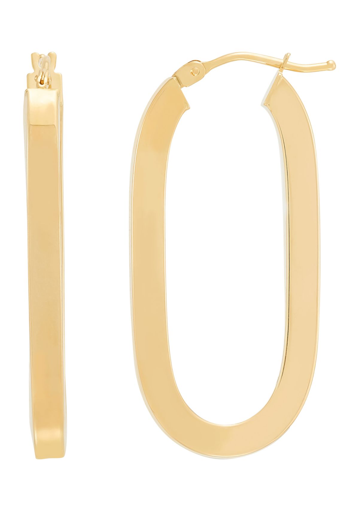 Paperclip Square Tubing Hoop Earrings in 10K Yellow Gold