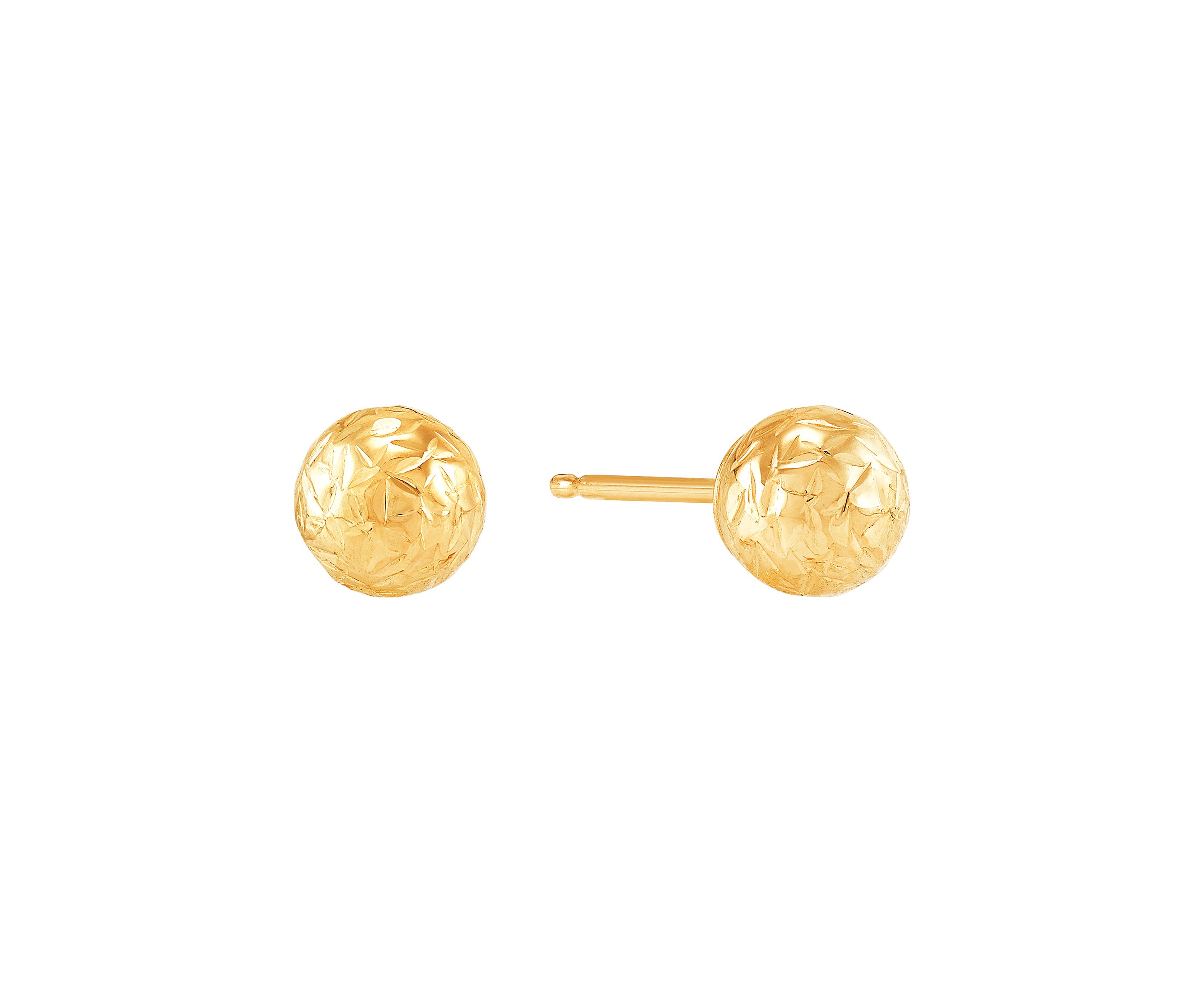 Tube J Hoop and Ball Studs Earring Set in 10K Yellow Gold