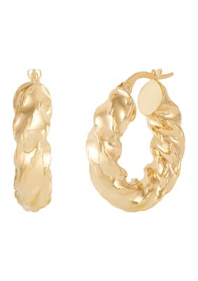 Belk & Co Twist Tube Hoop Earrings in 10K Yellow Gold