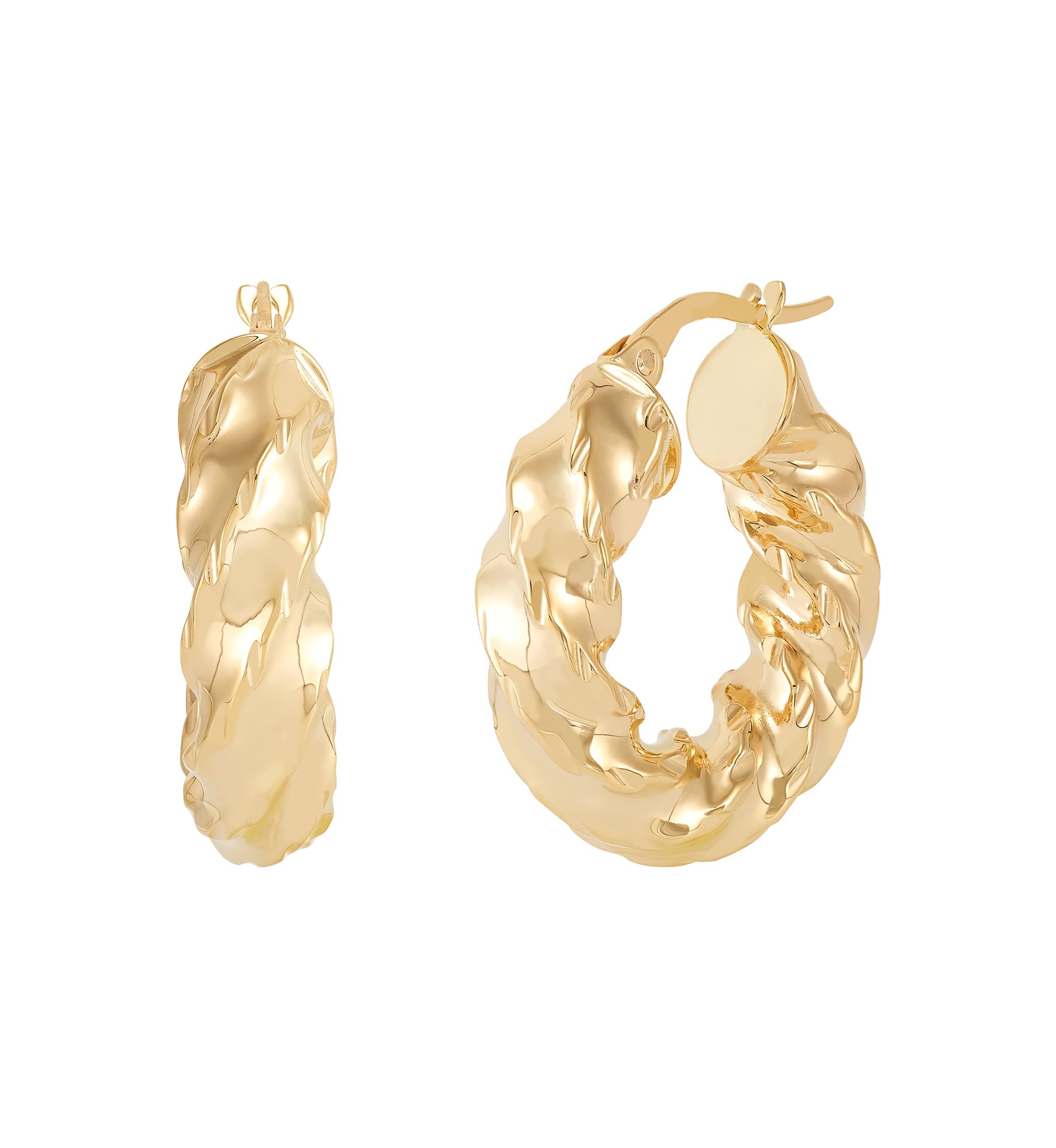 Twist Tube Hoop Earrings in 10K Yellow Gold