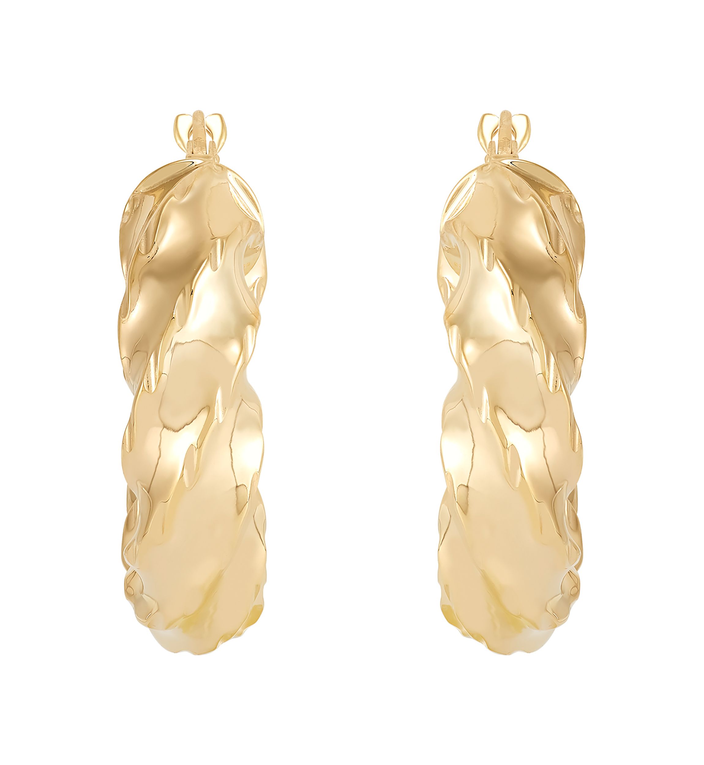 Twist Tube Hoop Earrings in 10K Yellow Gold