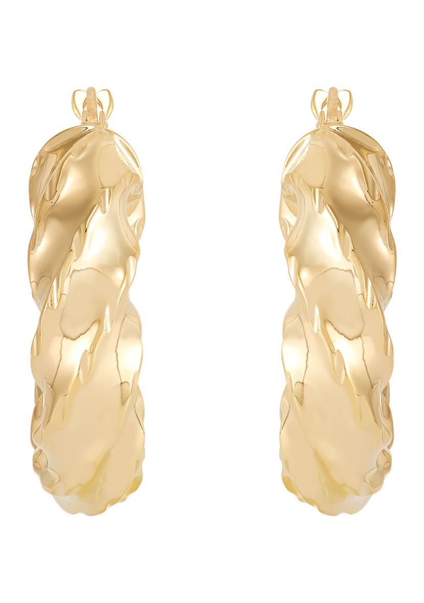 Twist Tube Hoop Earrings in 10K Yellow Gold
