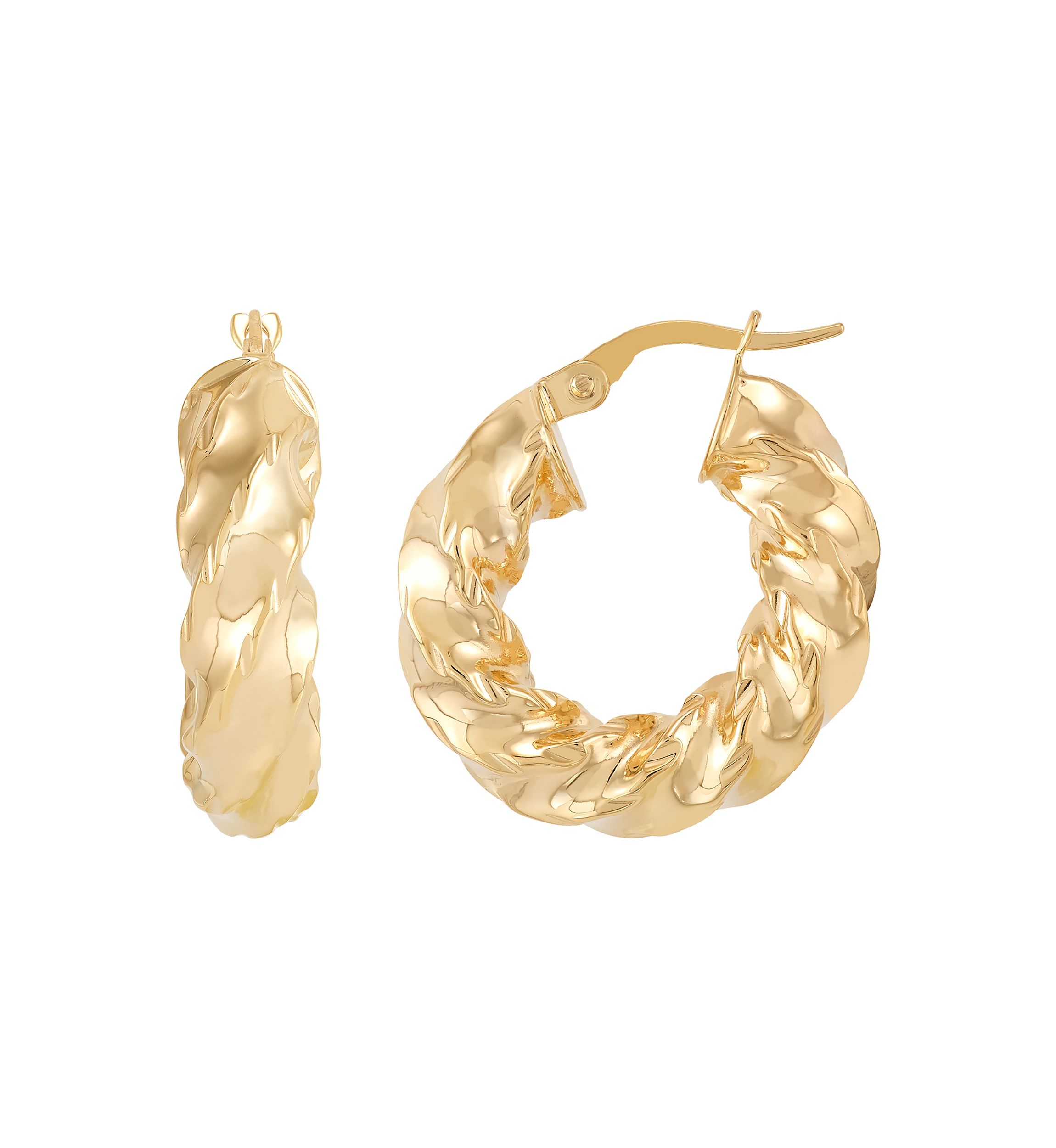 Twist Tube Hoop Earrings in 10K Yellow Gold