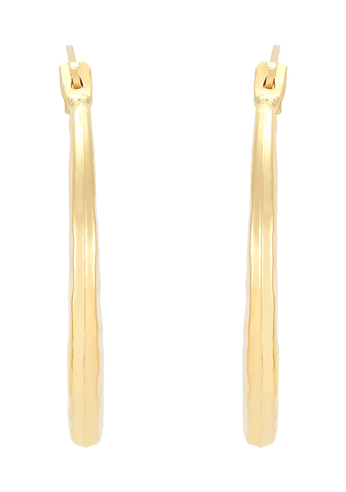 Round Hammered Hoop and Swirl Hoop Earring Set in 10K Yellow Gold