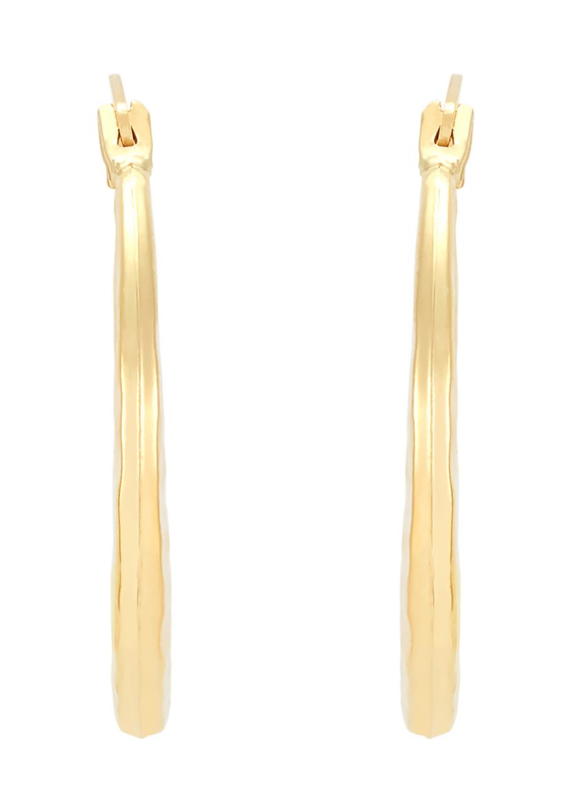 Round Hammered Hoop and Swirl Hoop Earring Set in 10K Yellow Gold