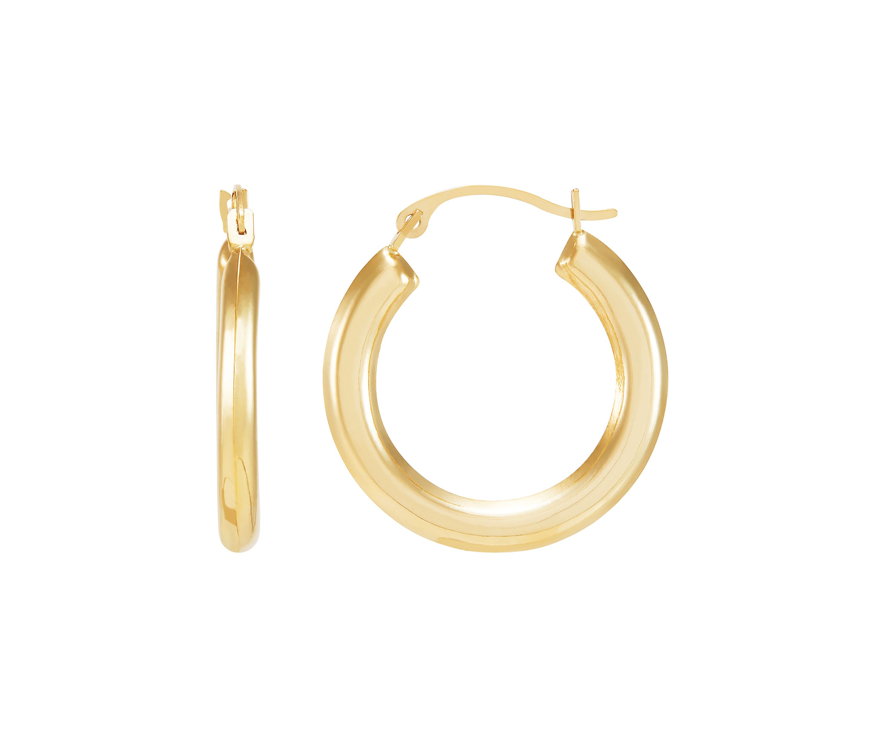 Round Hoop and Shrimp Hoop Earrings Set in 10K Yellow Gold