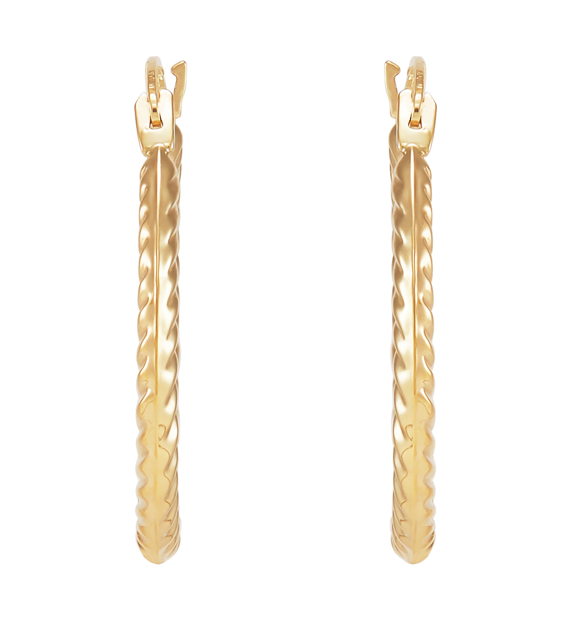 Round Hoop and Shrimp Hoop Earrings Set in 10K Yellow Gold