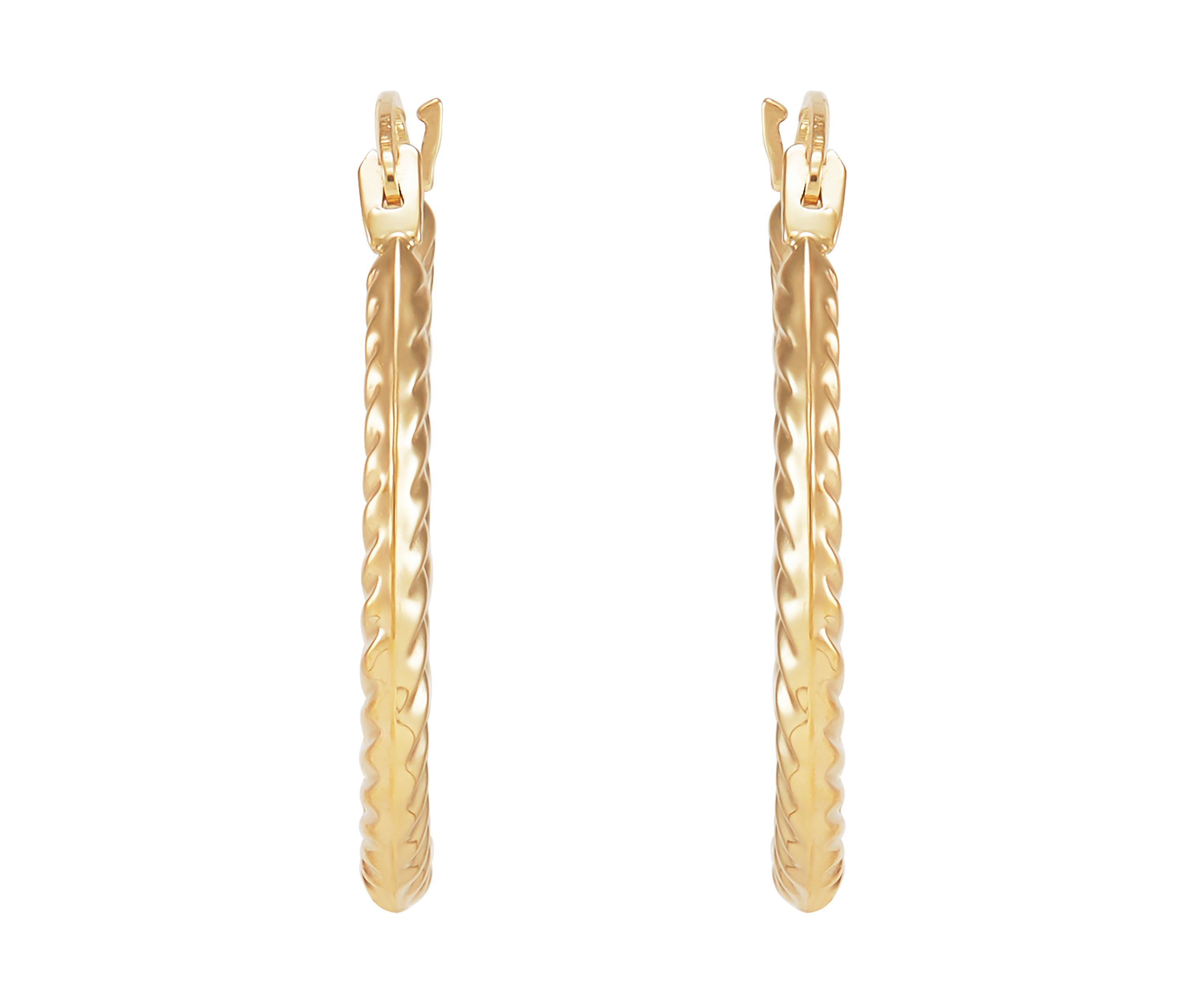 Round Hoop and Shrimp Hoop Earrings Set in 10K Yellow Gold
