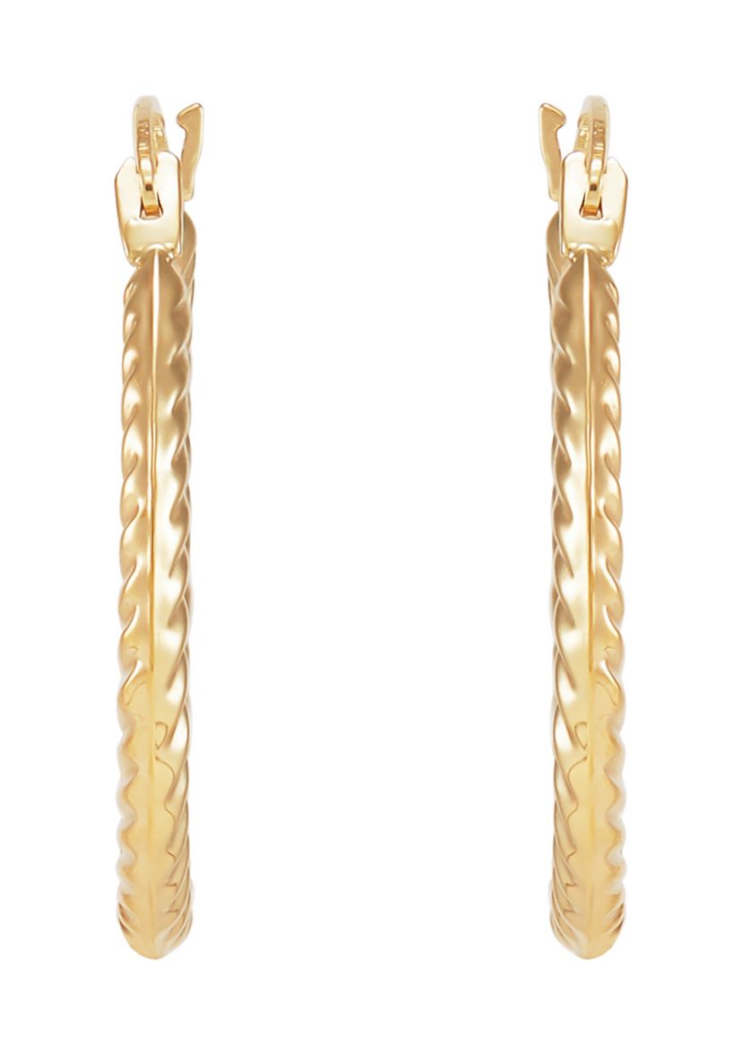 Round Hoop and Shrimp Hoop Earrings Set in 10K Yellow Gold